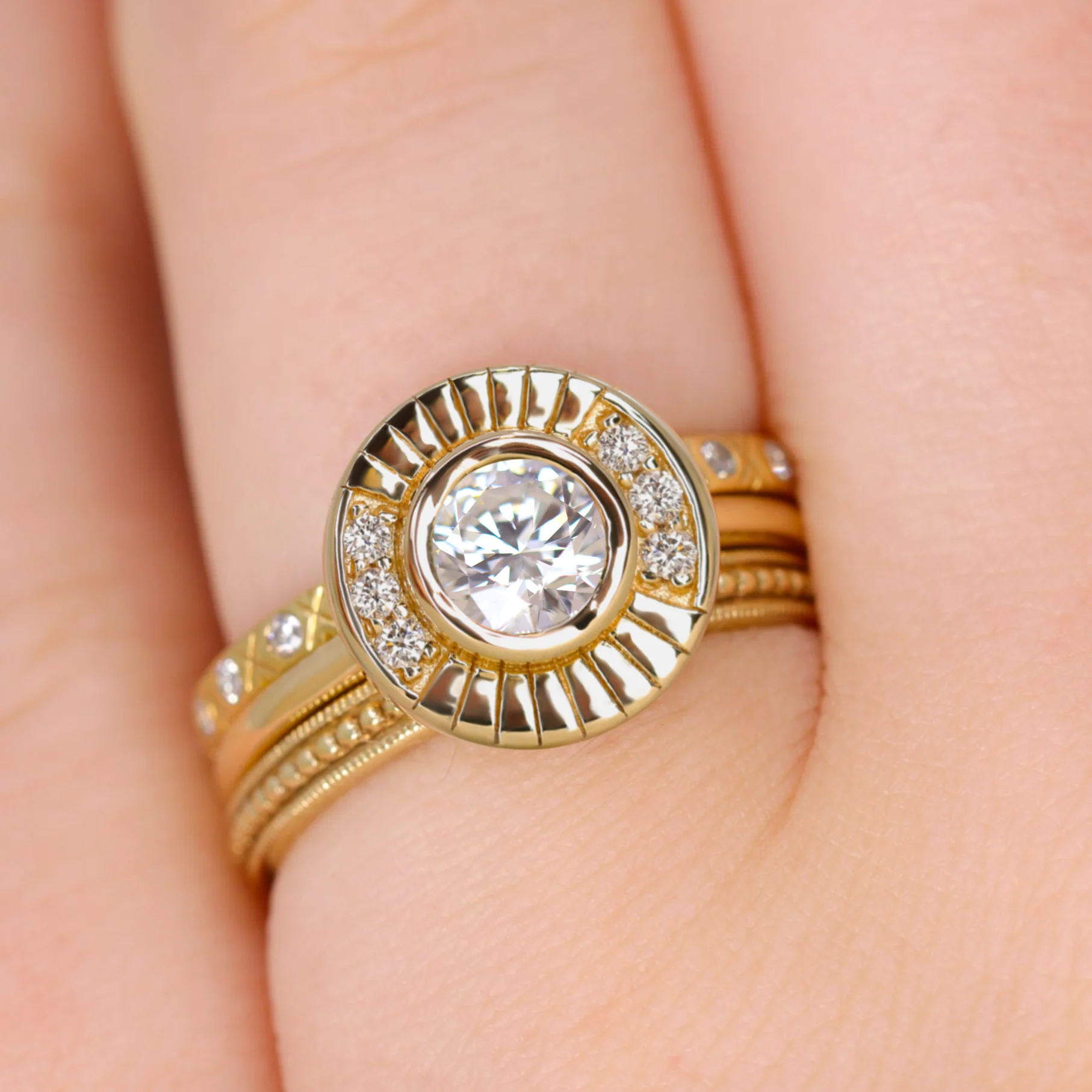 Addison - Round Diamond Art Deco Halo Build Your Own Engagement Ring - Image 4