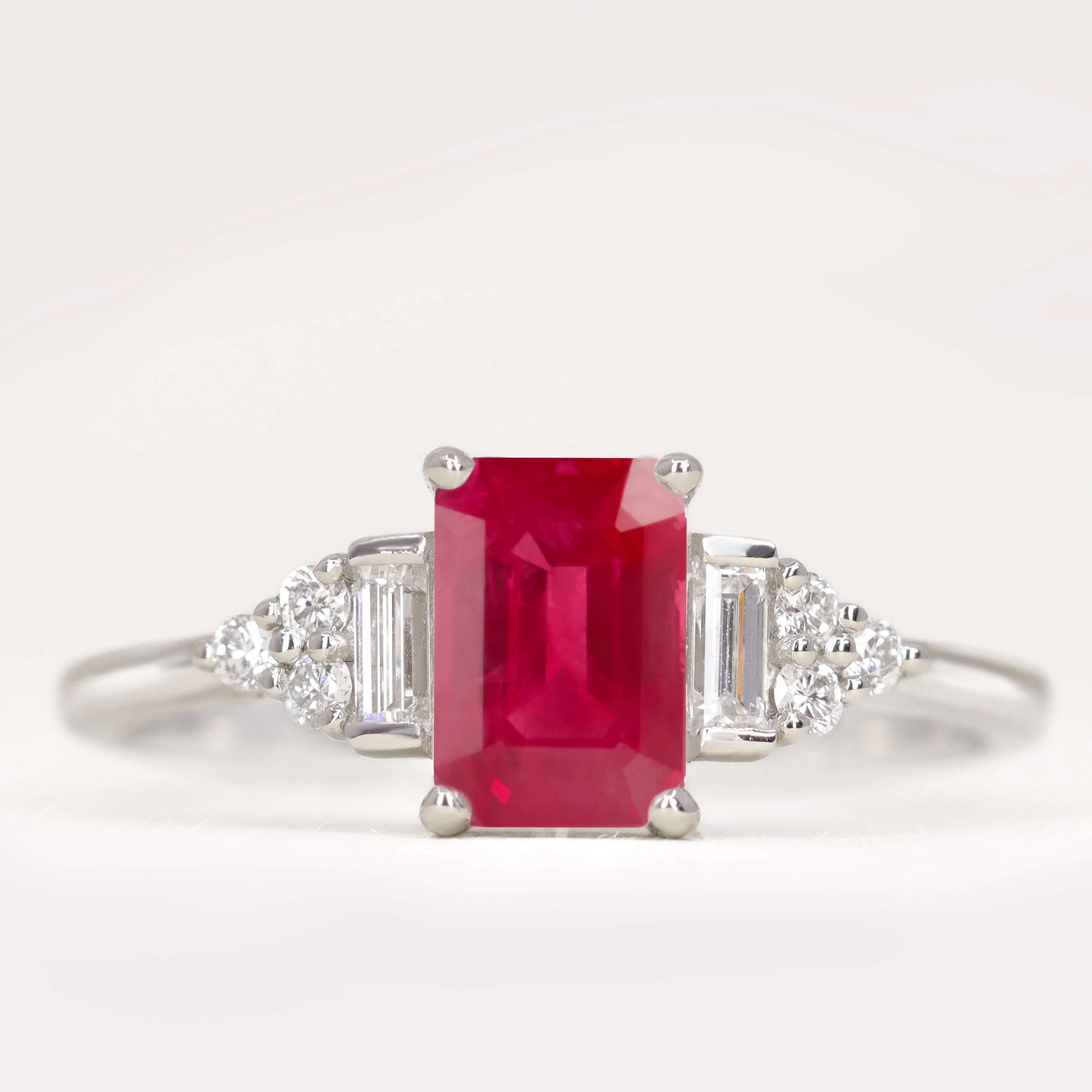 Arden - Emerald Cut Coloured Gemstone Art Deco Made-to-Order Engagement Ring - Image 10