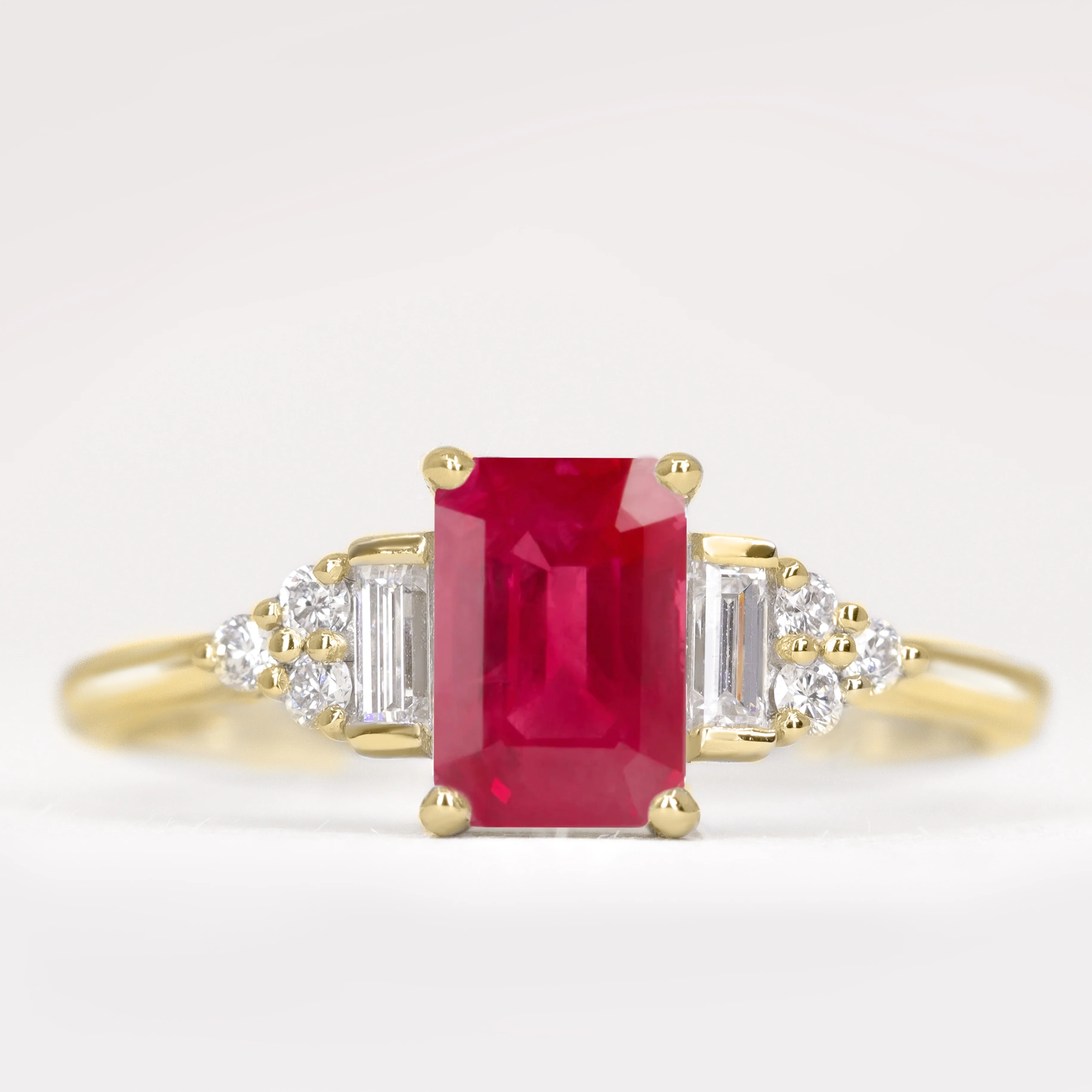 Arden - Emerald Cut Coloured Gemstone Art Deco Made-to-Order Engagement Ring - Image 11