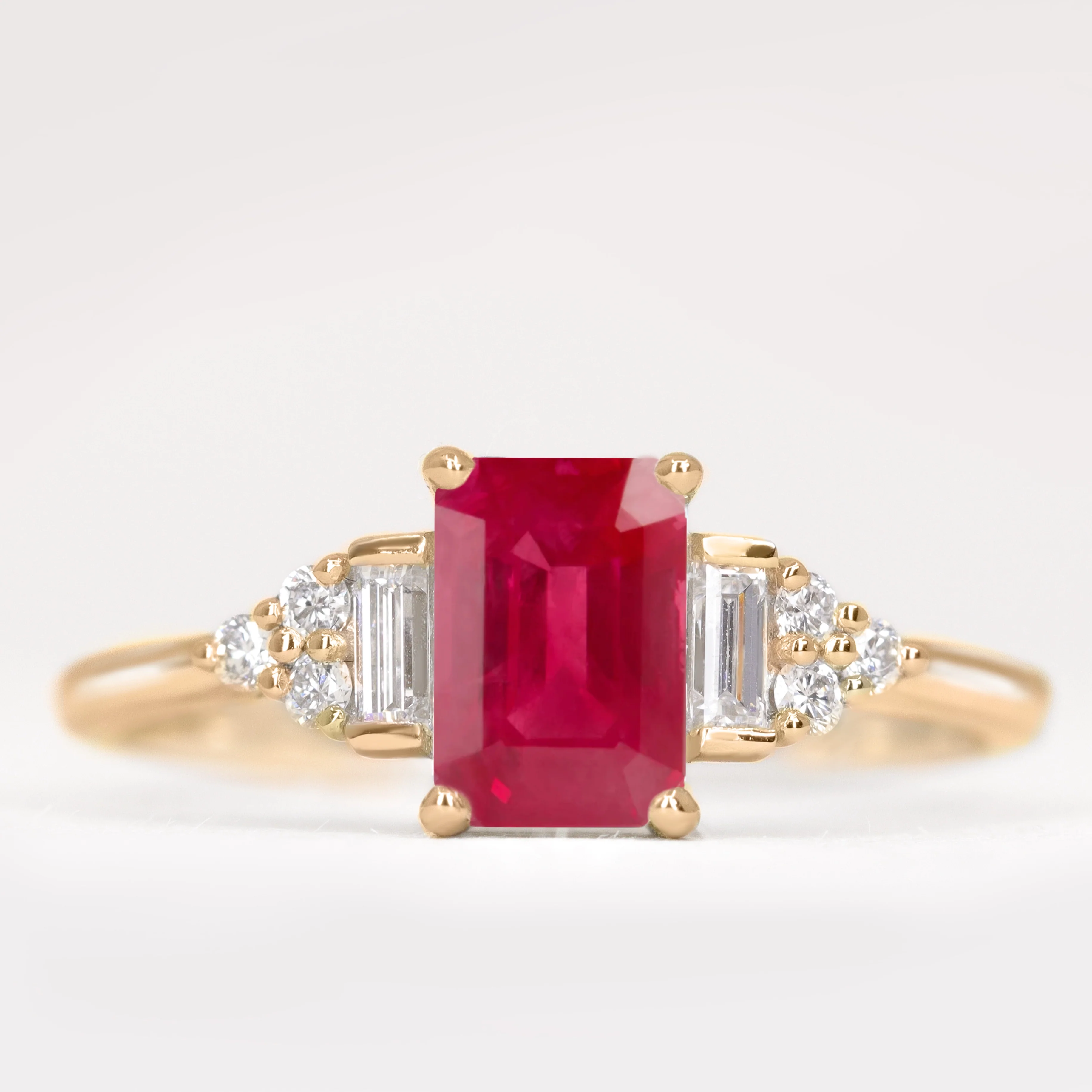 Arden - Emerald Cut Coloured Gemstone Art Deco Made-to-Order Engagement Ring - Image 12
