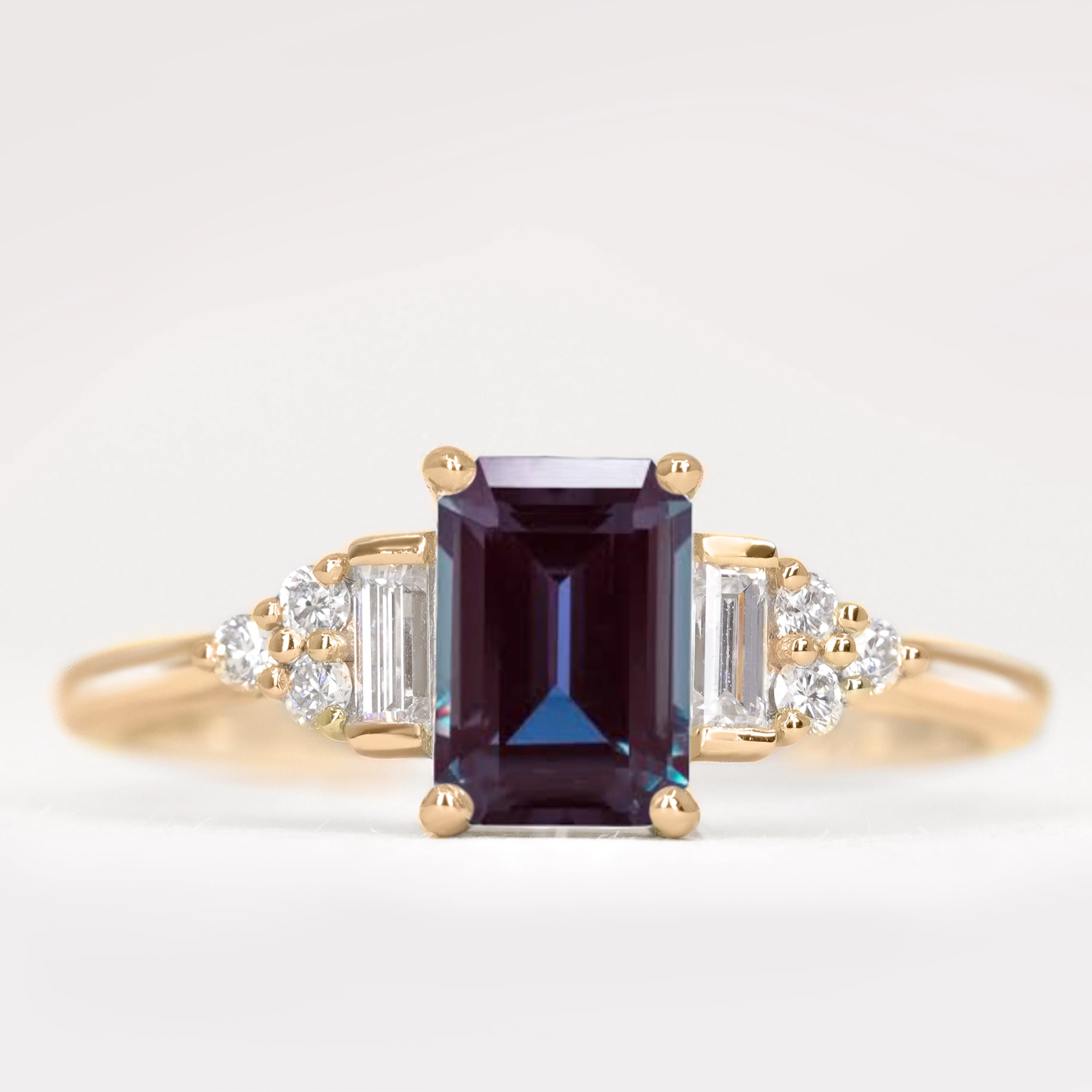Arden - Emerald Cut Coloured Gemstone Art Deco Made-to-Order Engagement Ring - Image 4