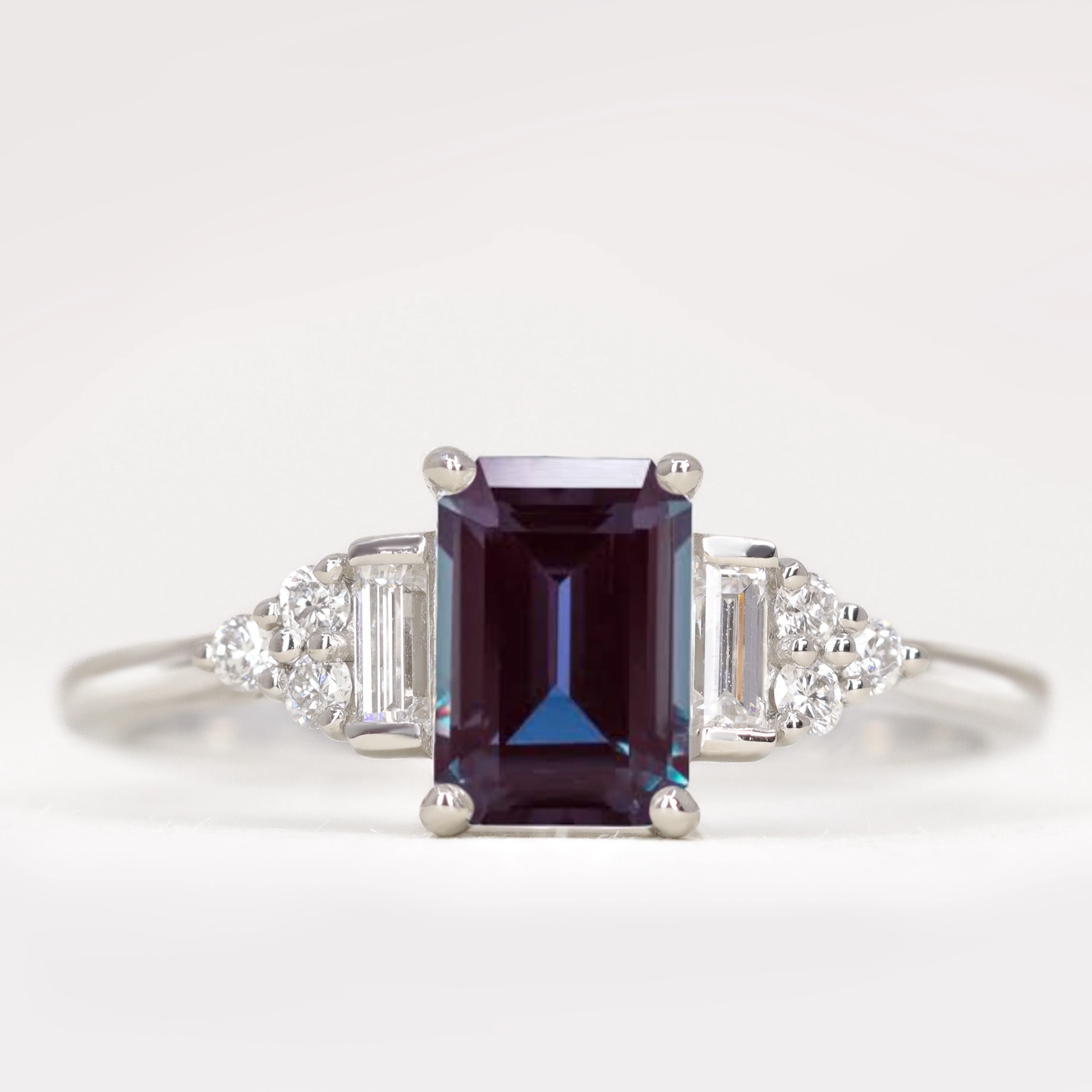 Arden - Emerald Cut Coloured Gemstone Art Deco Made-to-Order Engagement Ring - Image 5