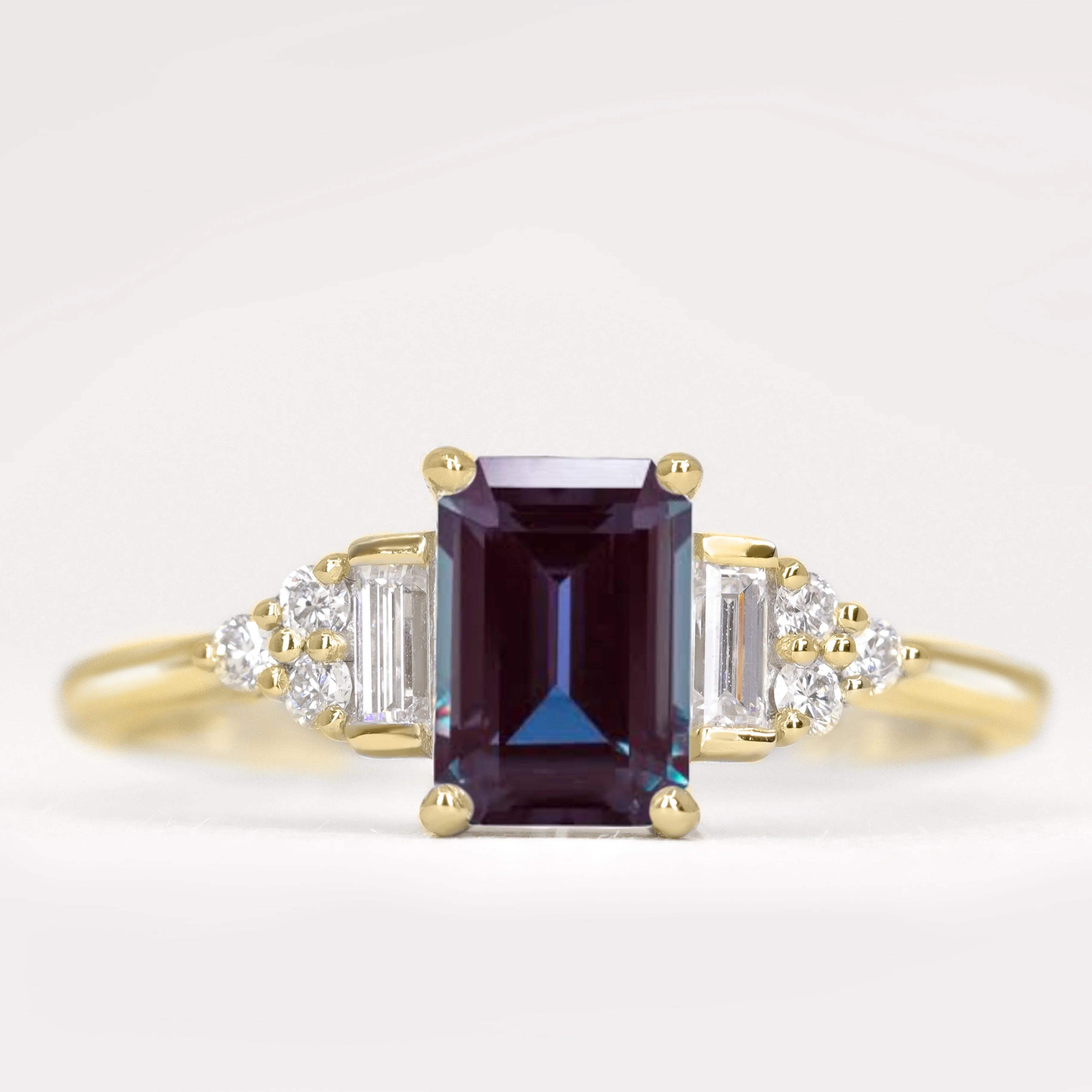 Arden - Emerald Cut Coloured Gemstone Art Deco Made-to-Order Engagement Ring - Image 6