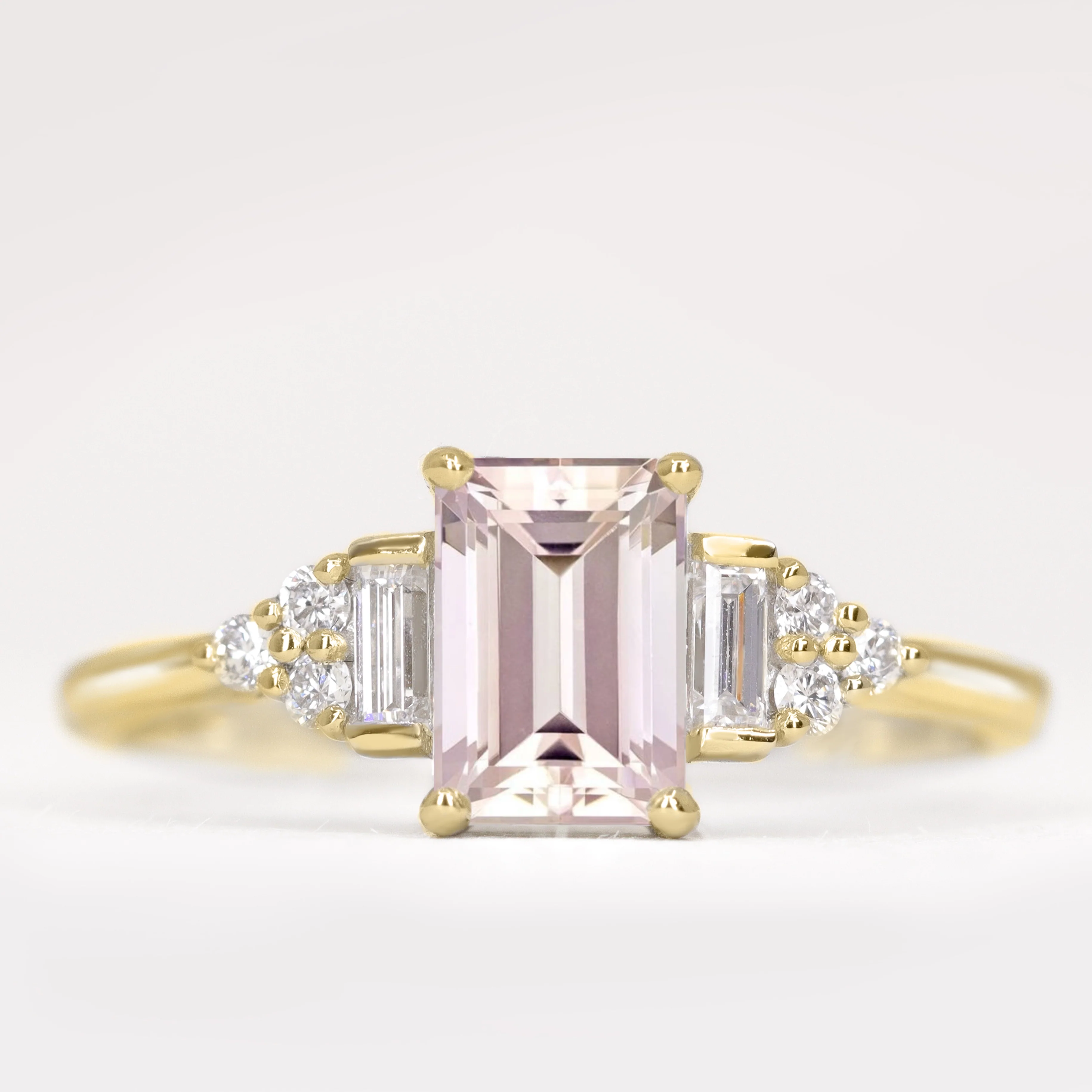 Arden - Emerald Cut Coloured Gemstone Art Deco Made-to-Order Engagement Ring - Image 7