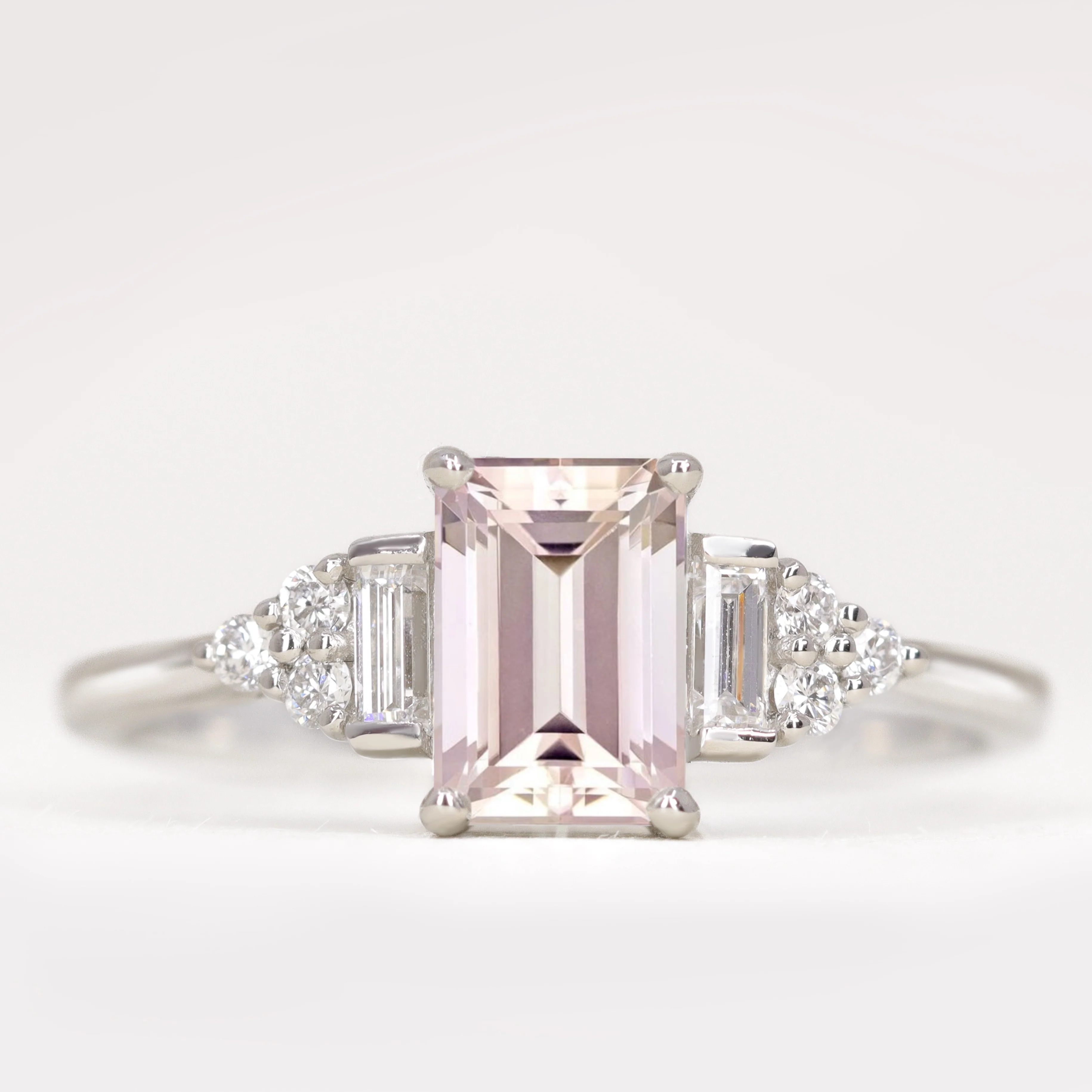 Arden - Emerald Cut Coloured Gemstone Art Deco Made-to-Order Engagement Ring - Image 9