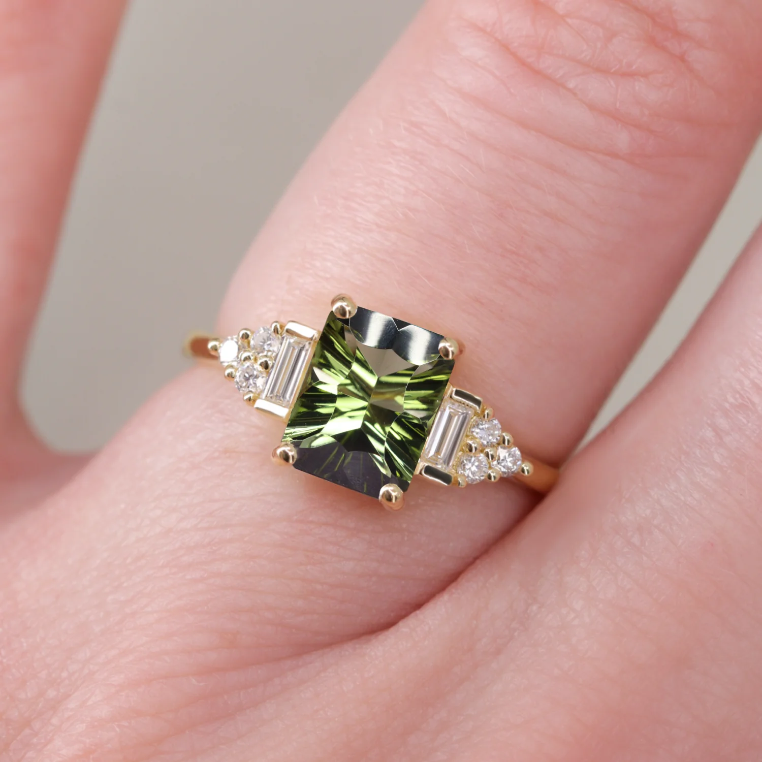 Arden - Optix Octagon Cut Green Tourmaline Art Deco Made-to-Order Engagement Ring - Image 3
