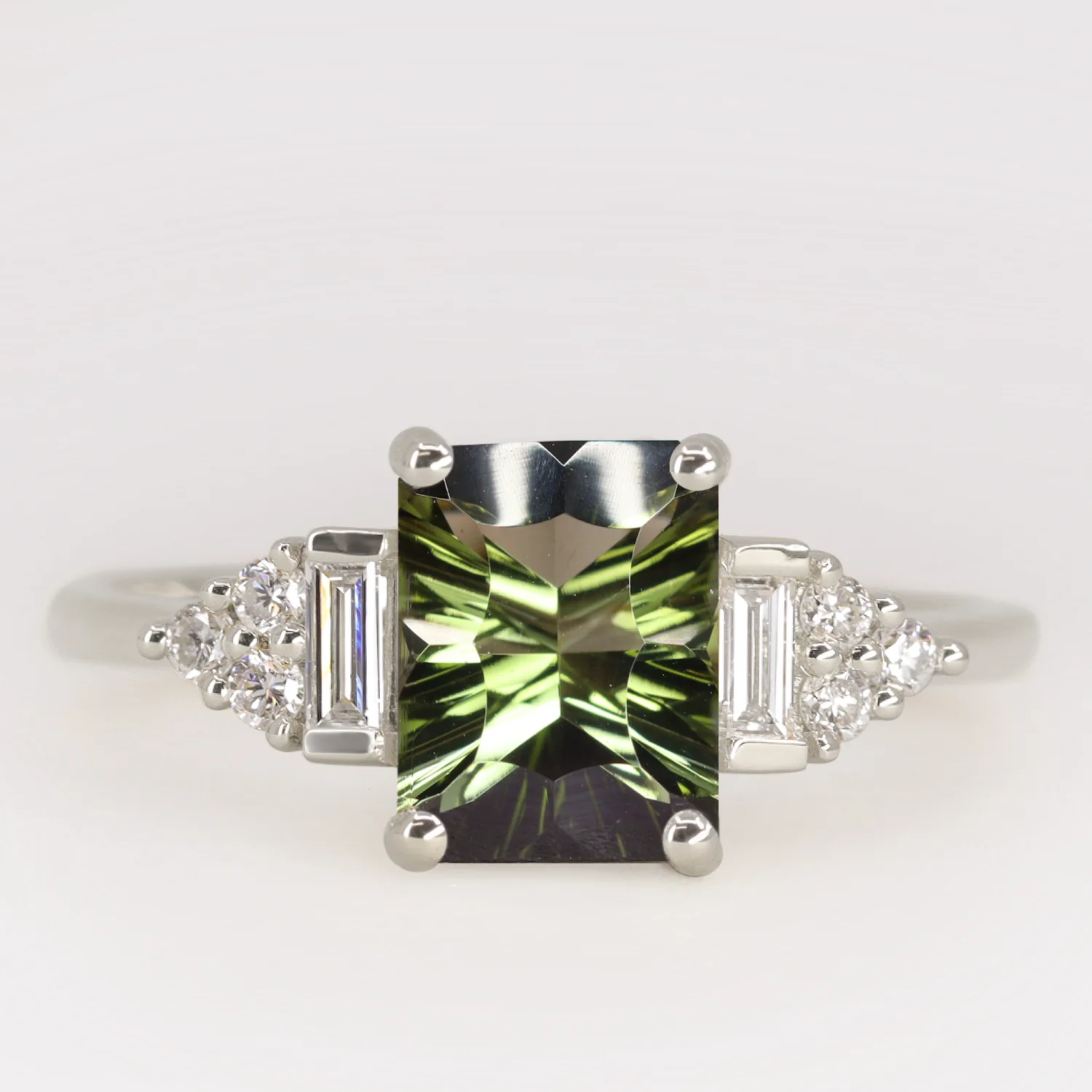Arden - Optix Octagon Cut Green Tourmaline Art Deco Made-to-Order Engagement Ring - Image 4