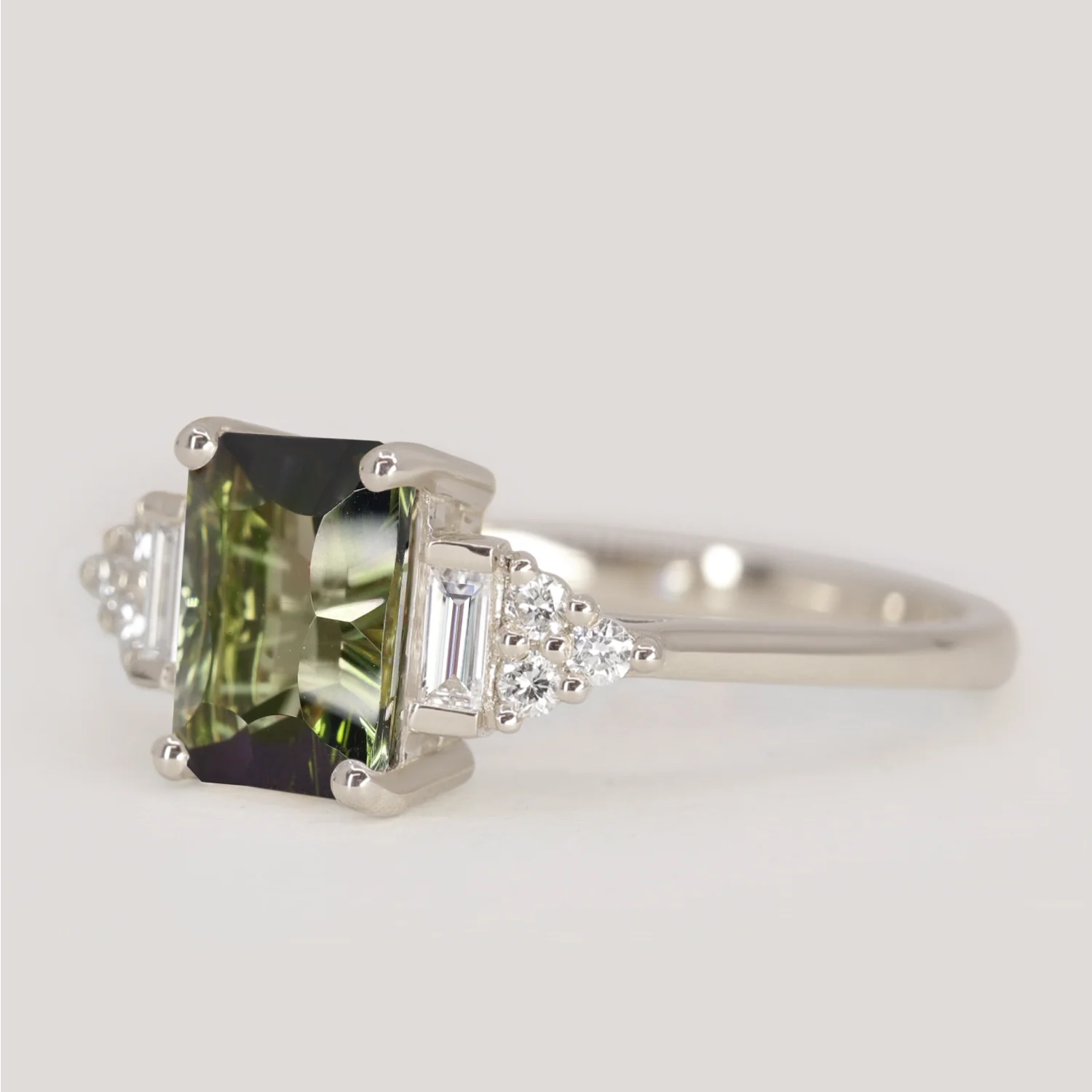 Arden - Optix Octagon Cut Green Tourmaline Art Deco Made-to-Order Engagement Ring - Image 5