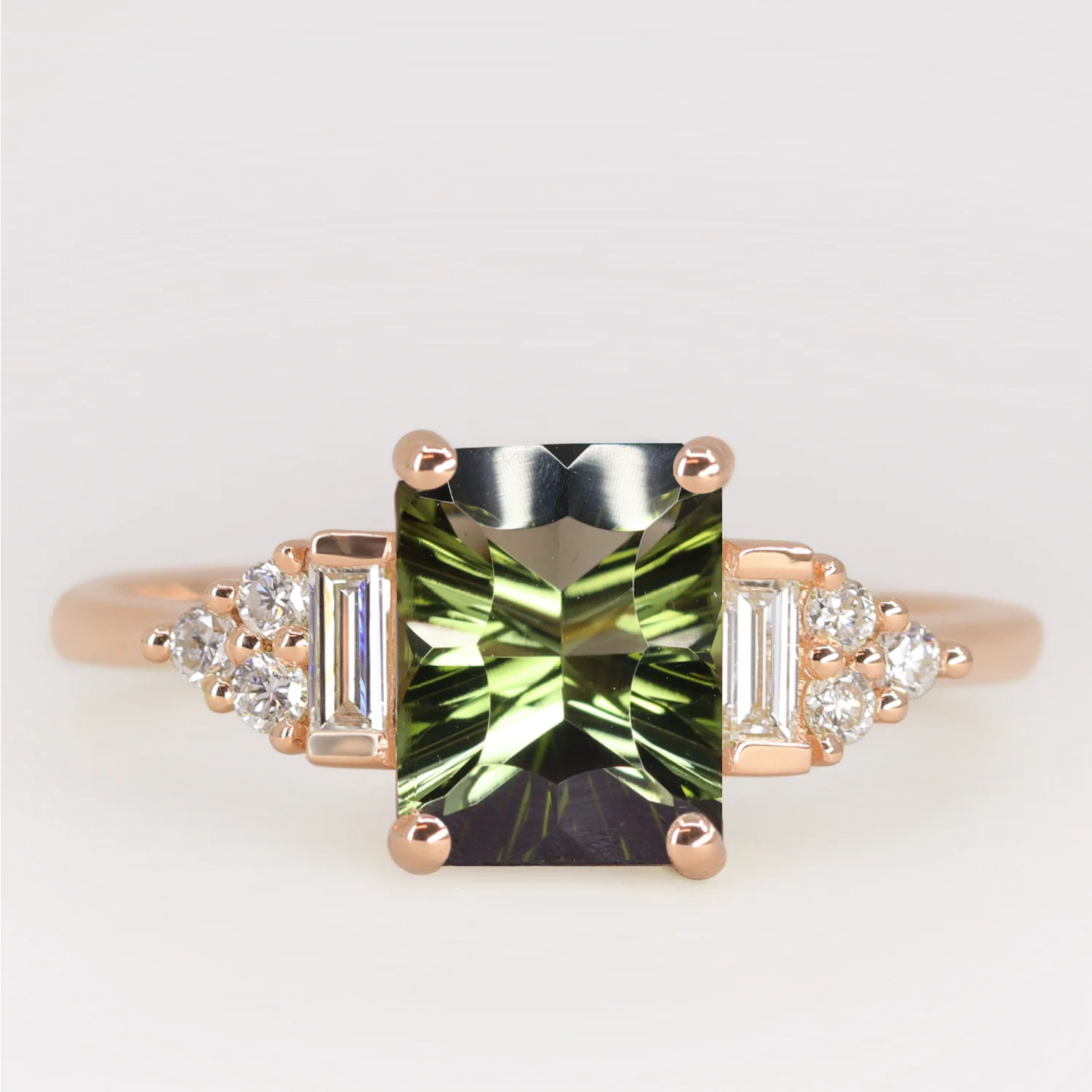 Arden - Optix Octagon Cut Green Tourmaline Art Deco Made-to-Order Engagement Ring - Image 6
