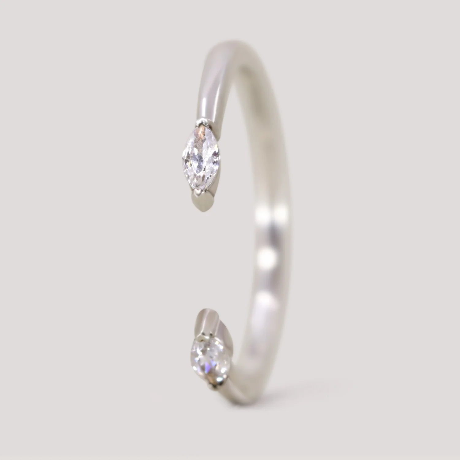 Athena - Marquise Cut Diamond Set Open Cuff Wedding Ring - Made-to-Order - Image 5