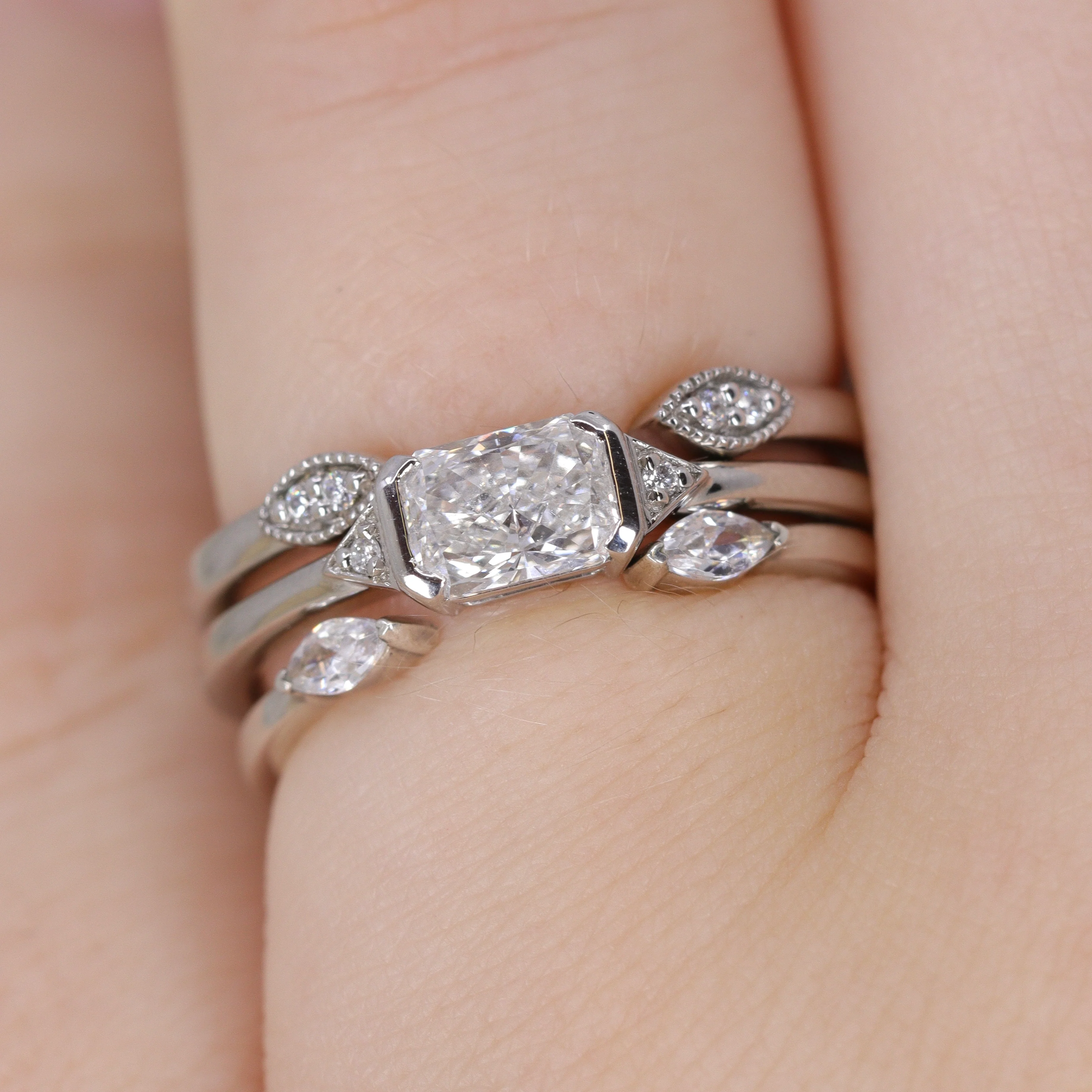 Athena - Marquise Cut Diamond Set Open Cuff Wedding Ring - Made-to-Order - Image 8