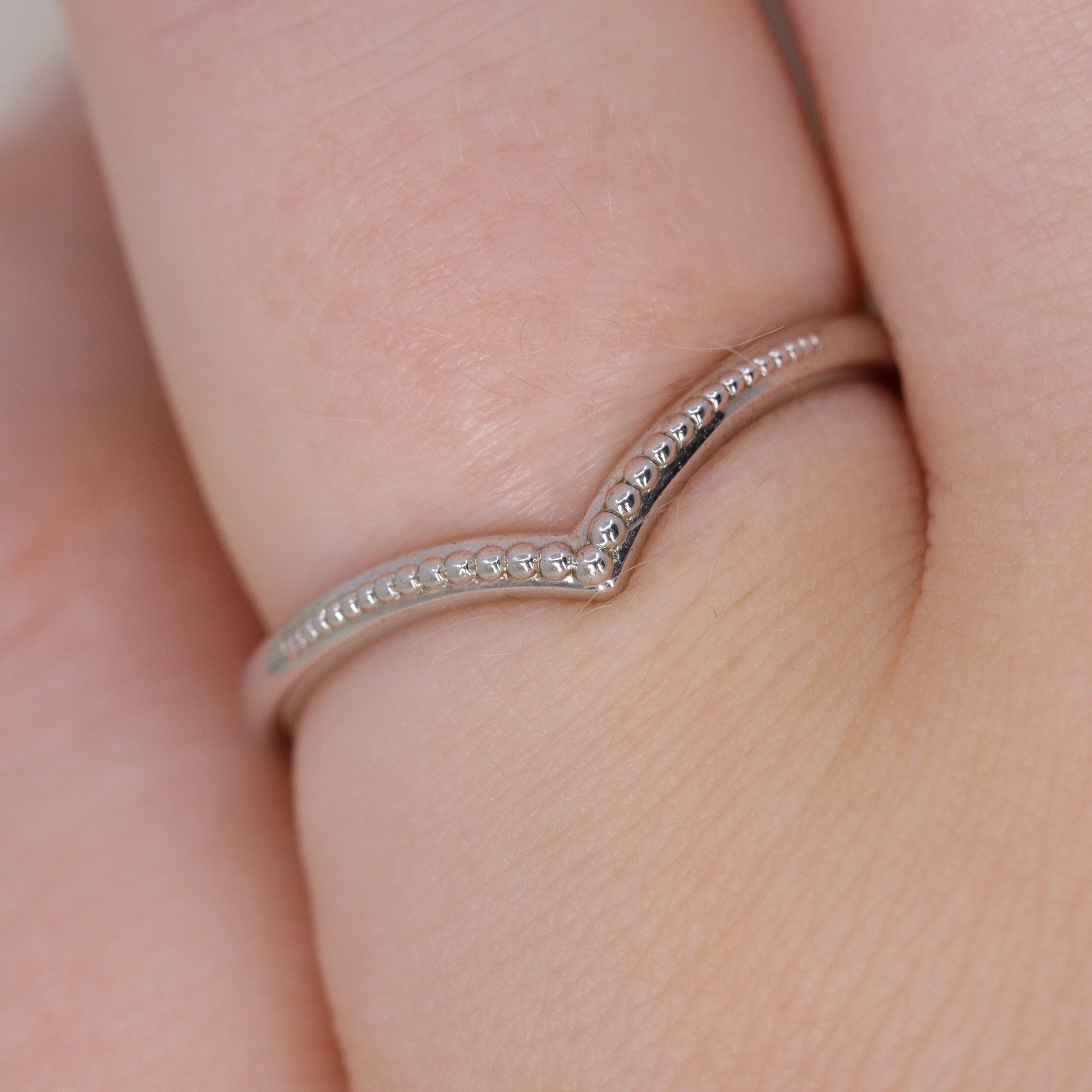 Hadley - Beaded Wishbone Wedding Ring - Made-to-Order - Image 3