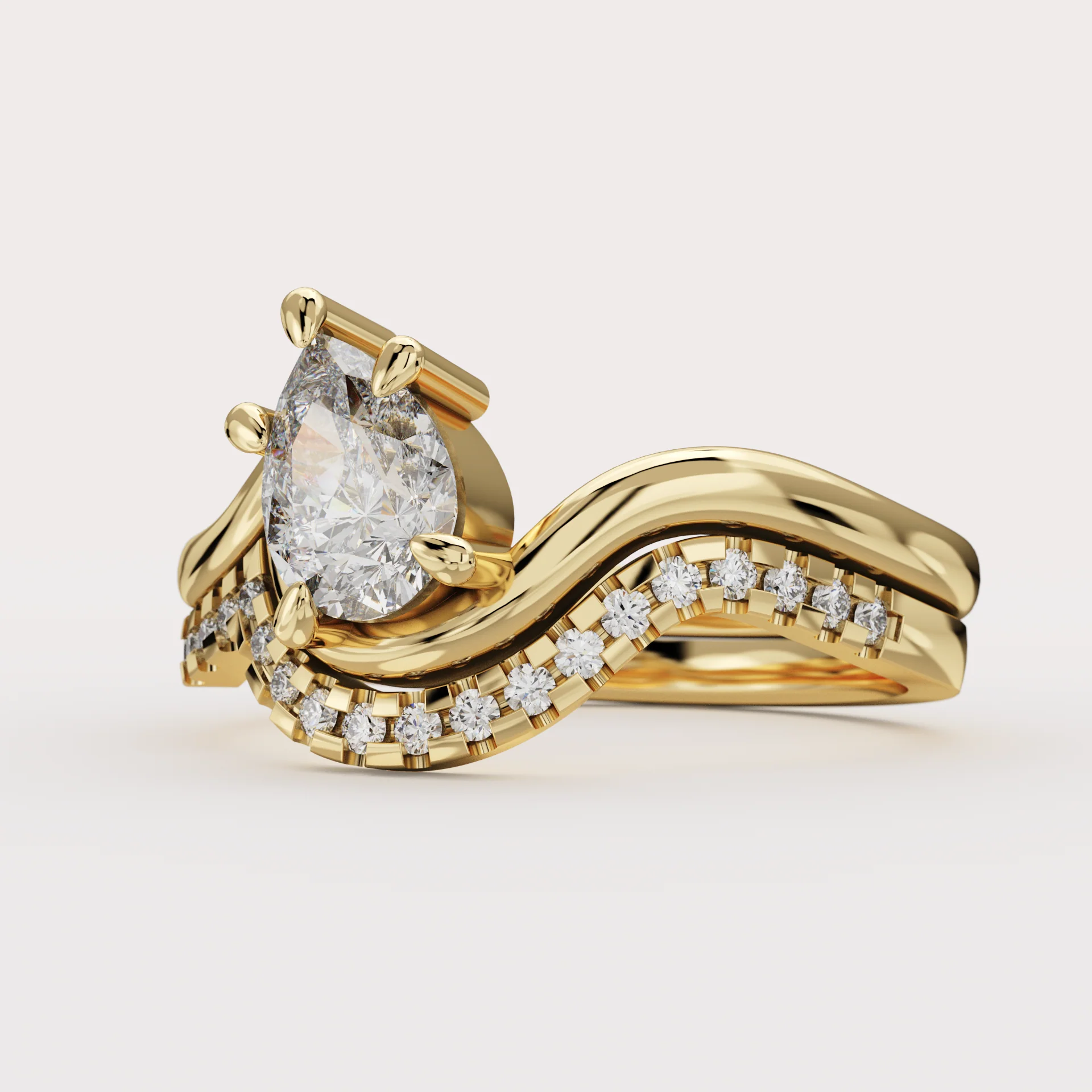 Raye - Asymmetric Pear Cut Diamond Organic Twist Solitaire Custom Engagement Ring - Image 8