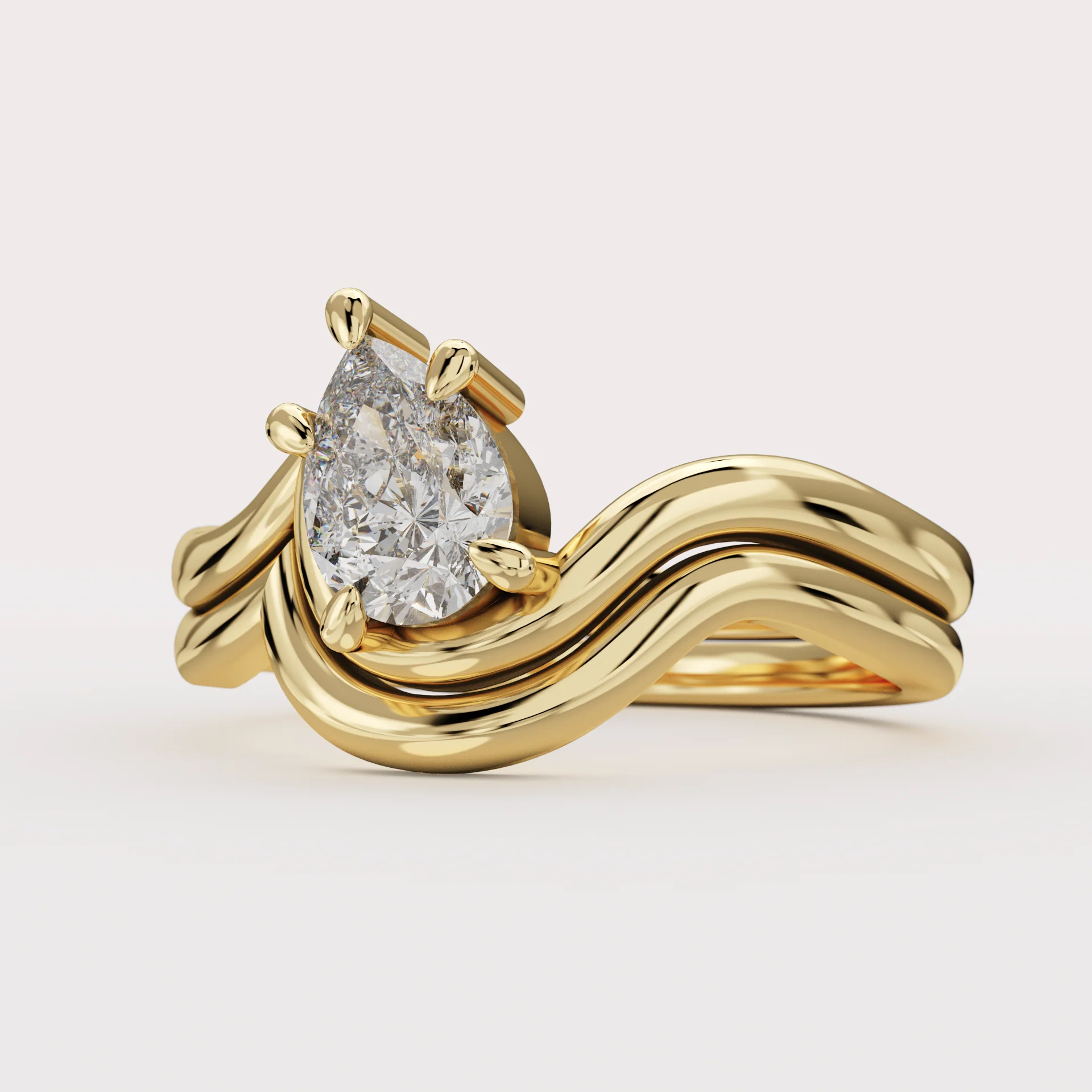 Raye - Asymmetric Pear Cut Diamond Organic Twist Solitaire Custom Engagement Ring - Image 6