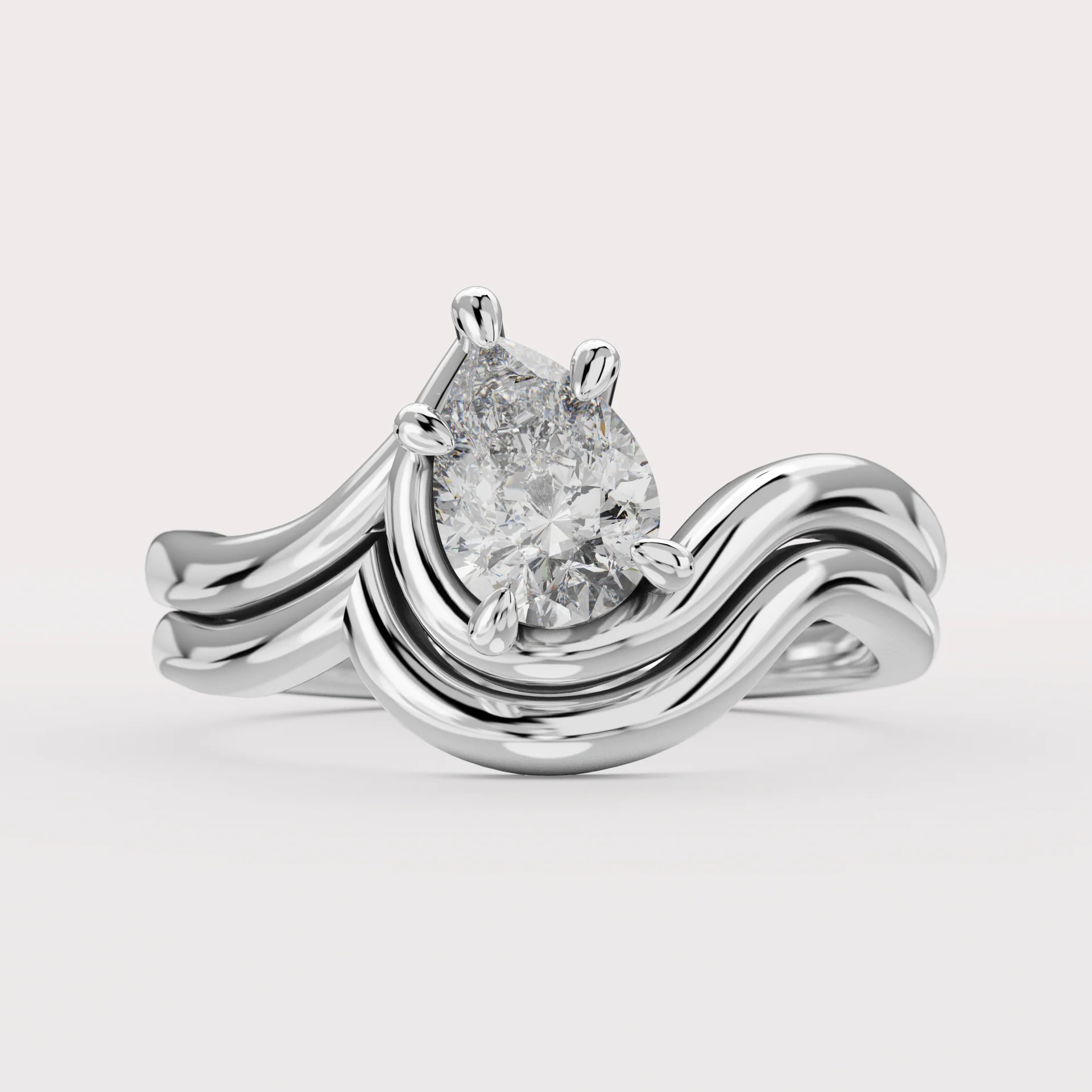 Raye - Asymmetric Pear Cut Diamond Organic Twist Solitaire Custom Engagement Ring - Image 9