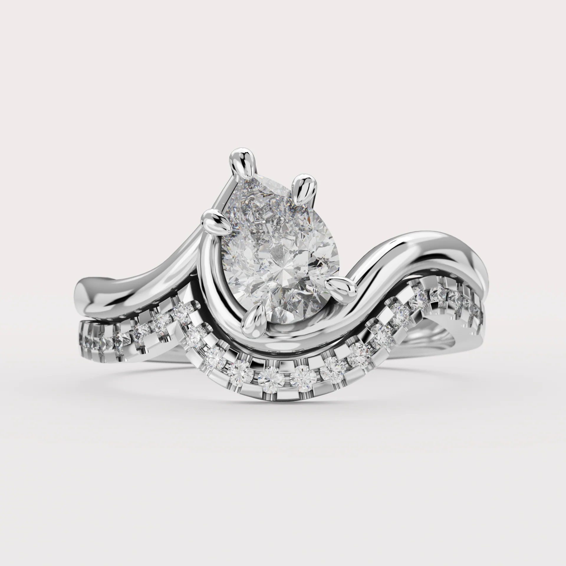 Raye - Asymmetric Pear Cut Diamond Organic Twist Solitaire Custom Engagement Ring - Image 11