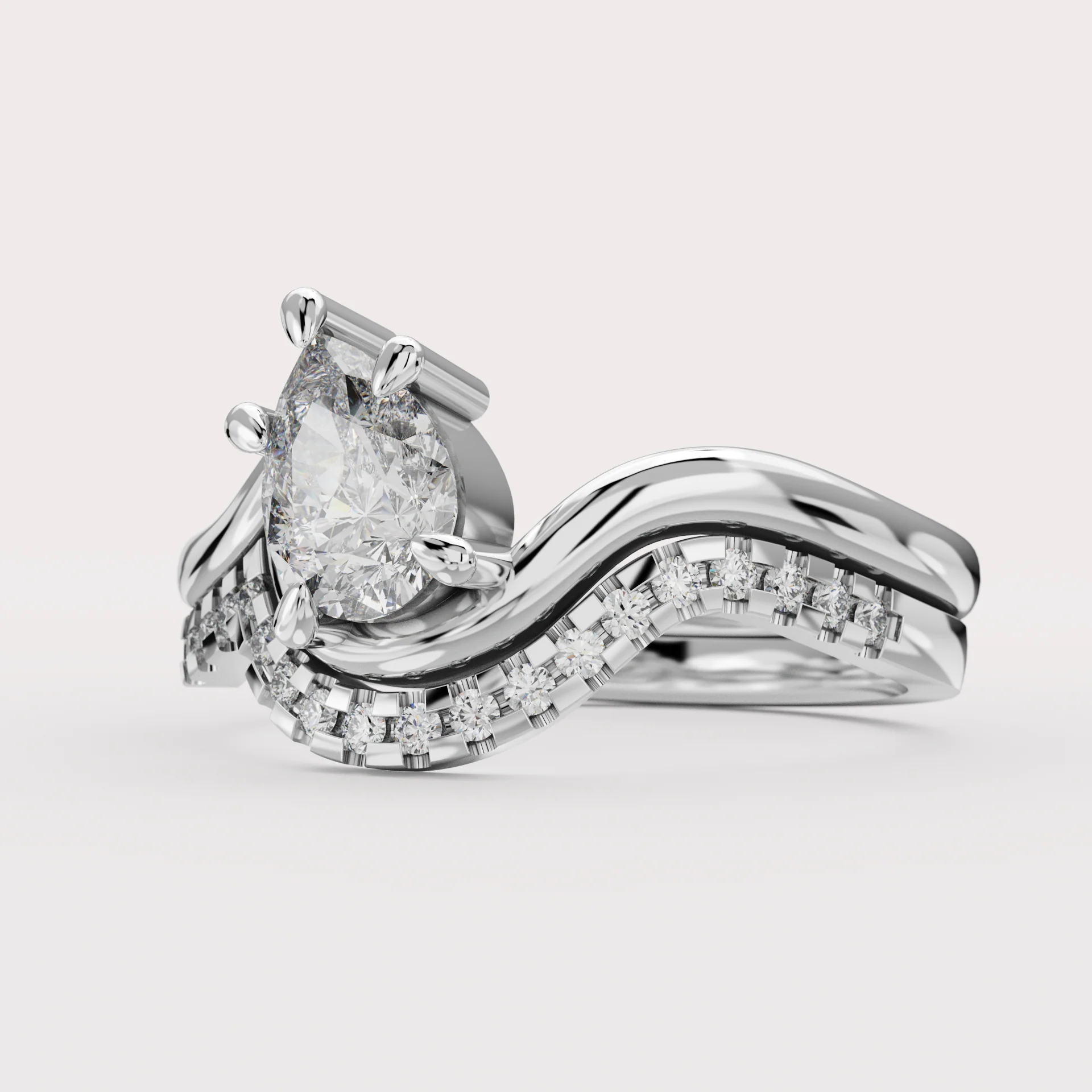 Raye - Asymmetric Pear Cut Diamond Organic Twist Solitaire Custom Engagement Ring - Image 12