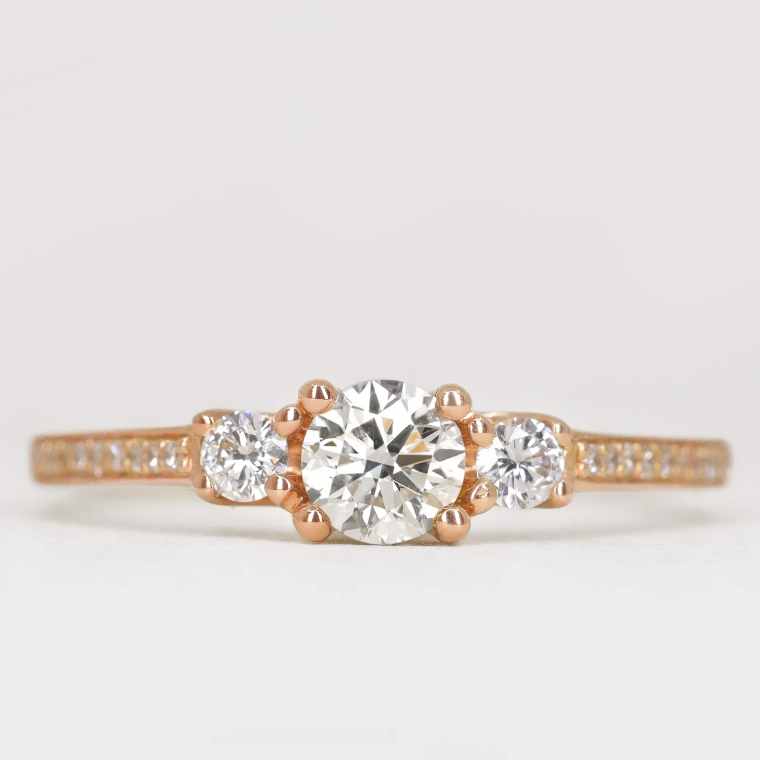 Callie - Round Brilliant Cut Lab Grown Diamond Trilogy Made-to-Order Engagement Ring - Image 3