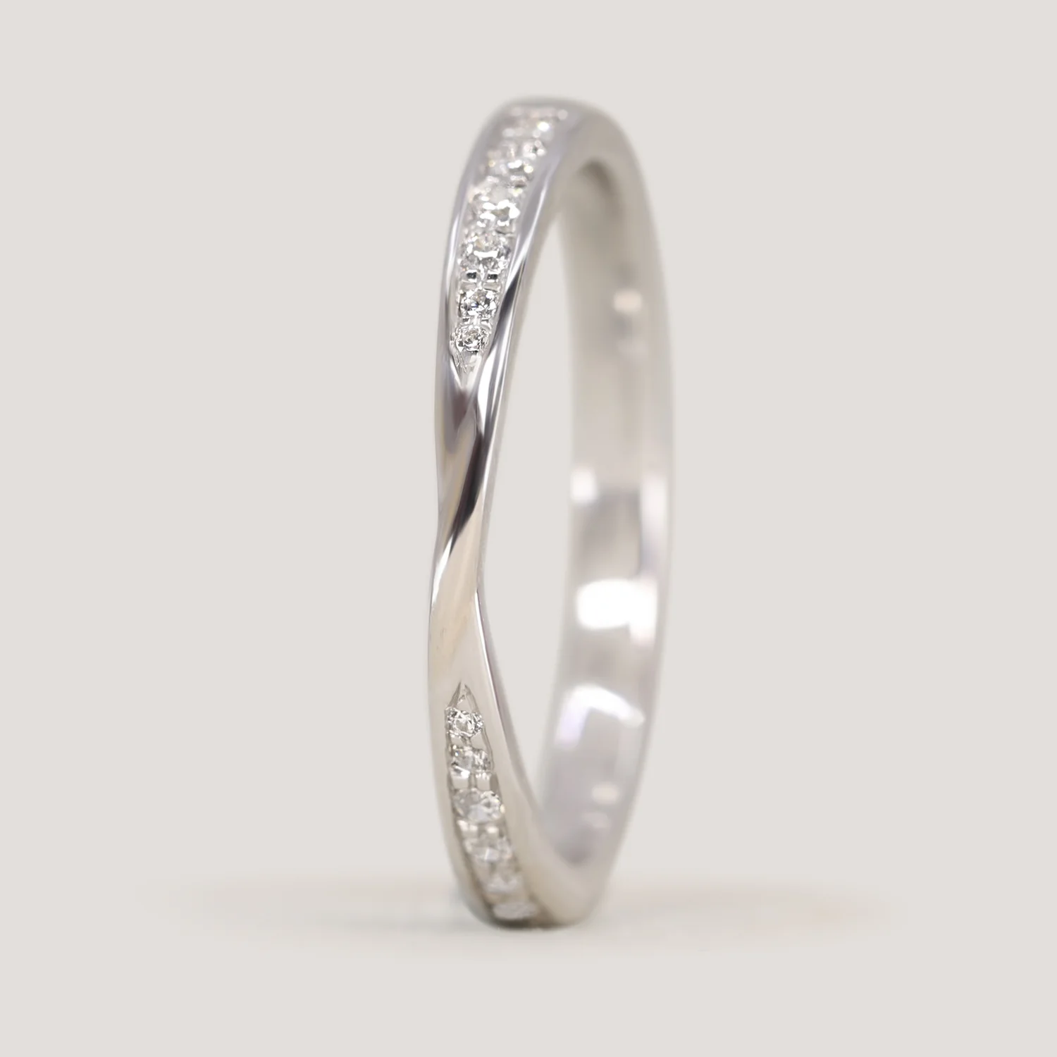 Valerie - Diamond Set Ribbon Twist Wedding Ring - Made to Order - Image 4