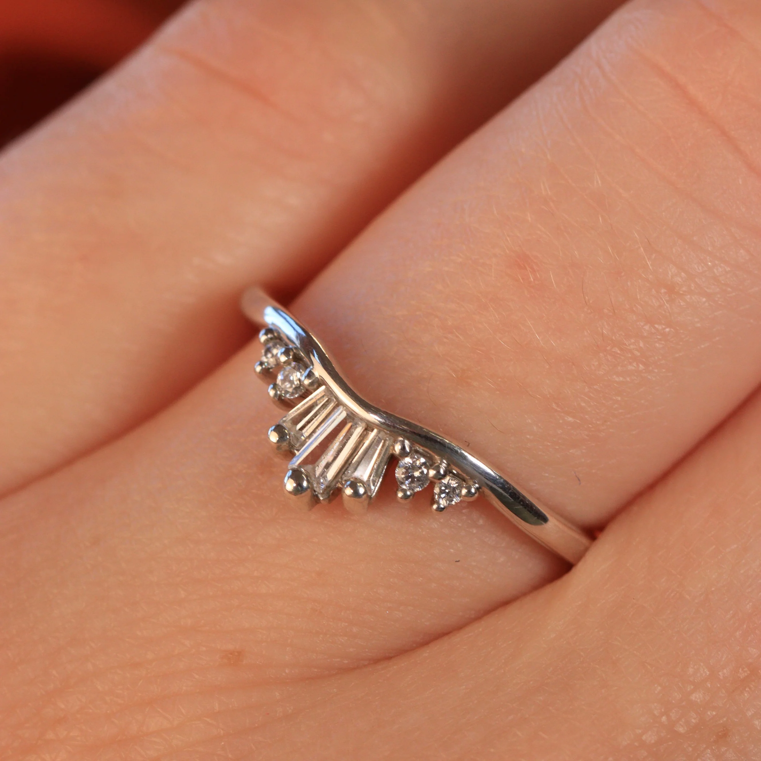 Diana - Tapered Baguette and Round Diamond Set Tiara Wedding Ring - Made-to-Order - Image 3