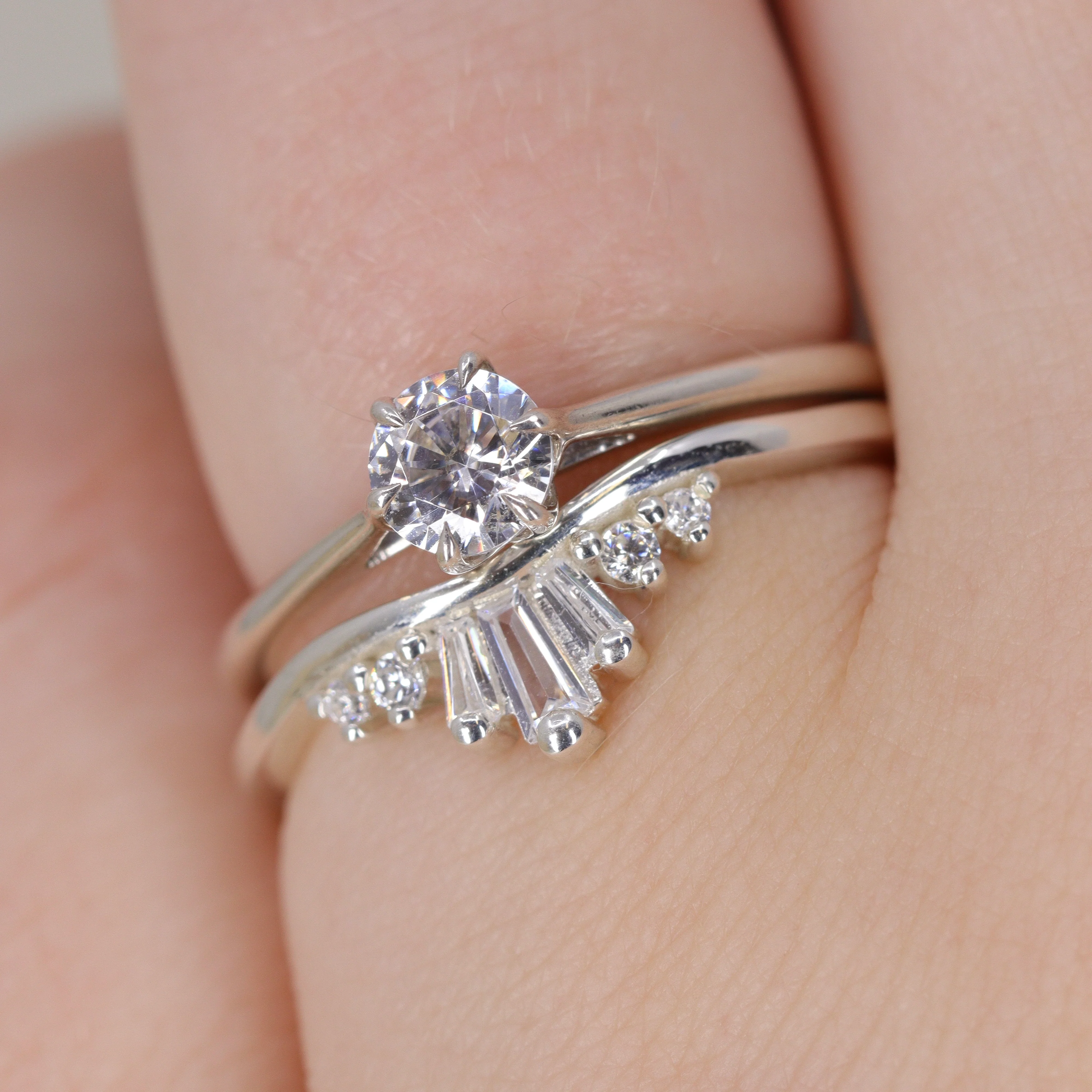 Diana - Tapered Baguette and Round Diamond Set Tiara Wedding Ring - Made-to-Order - Image 5