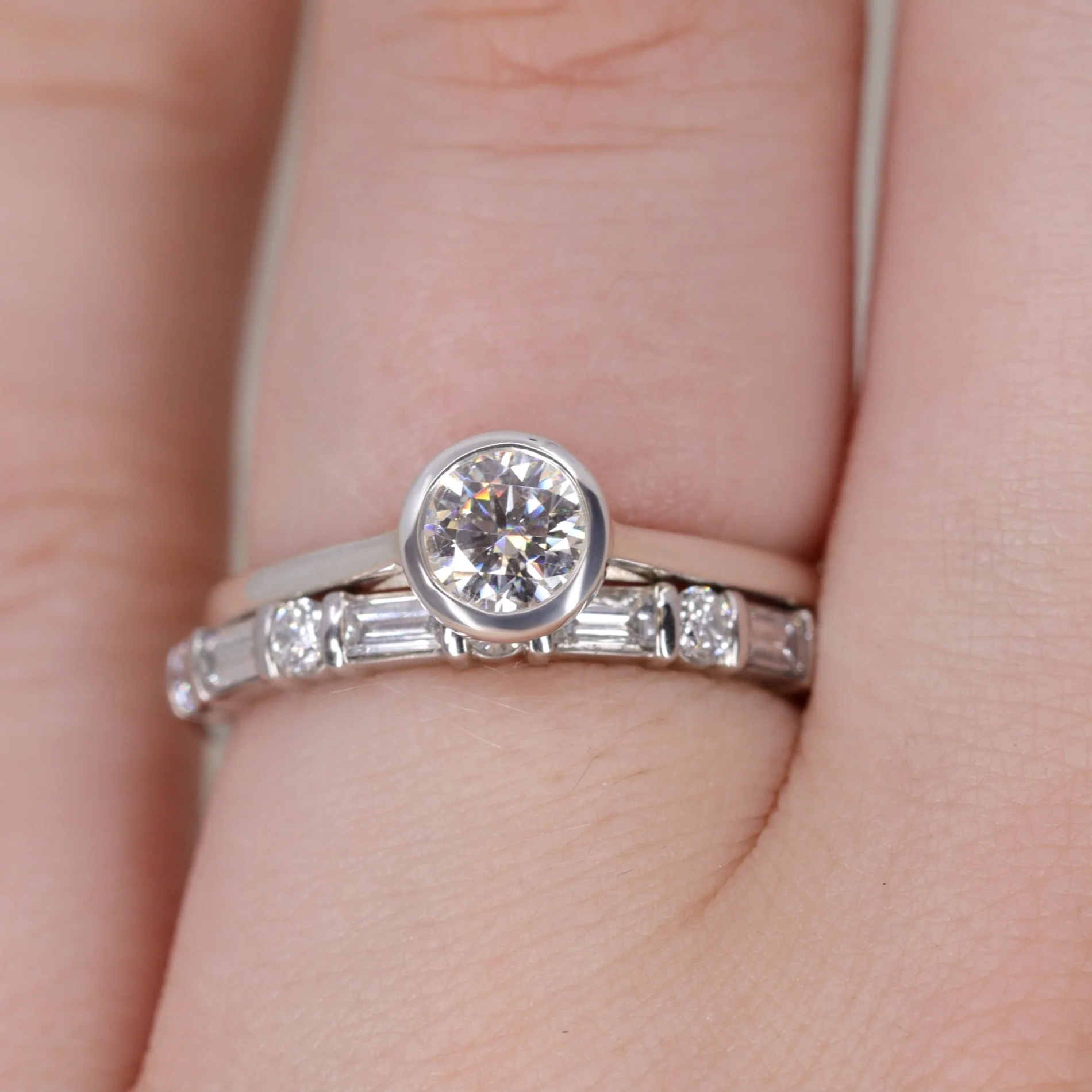 Elena - Art Deco Lab Grown Diamond Set Half Eternity Wedding Ring - Made-to-Order - Image 4