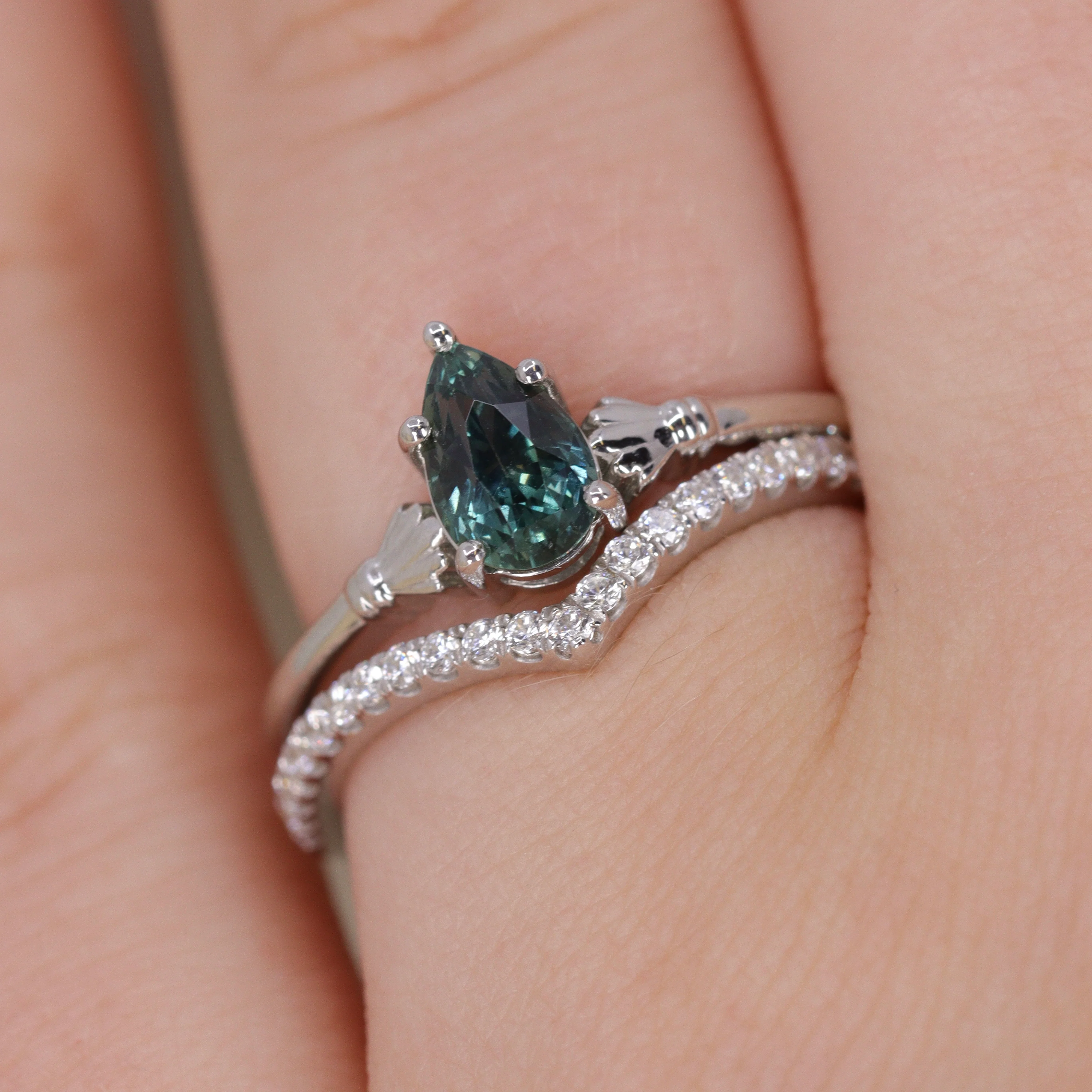 Ellis - Diamond Set Wishbone Wedding Ring - Made-to-Order - Image 4