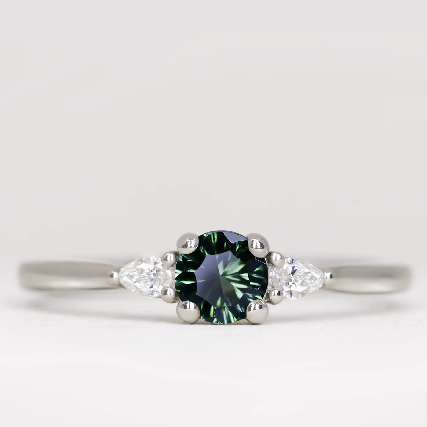 Elspeth - Round Cut Coloured Gemstone Trilogy Made-to-Order Engagement Ring - Image 11