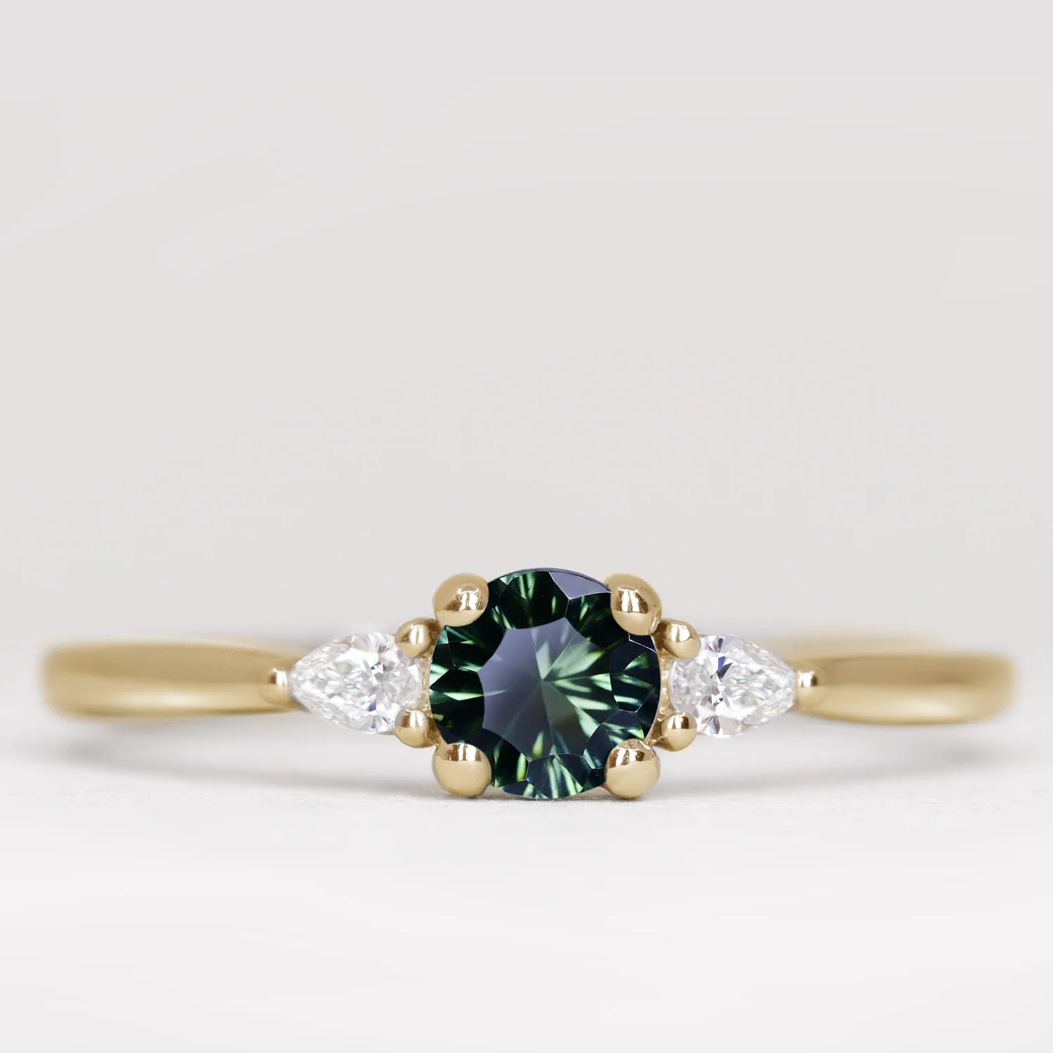 Elspeth - Round Cut Coloured Gemstone Trilogy Made-to-Order Engagement Ring - Image 12