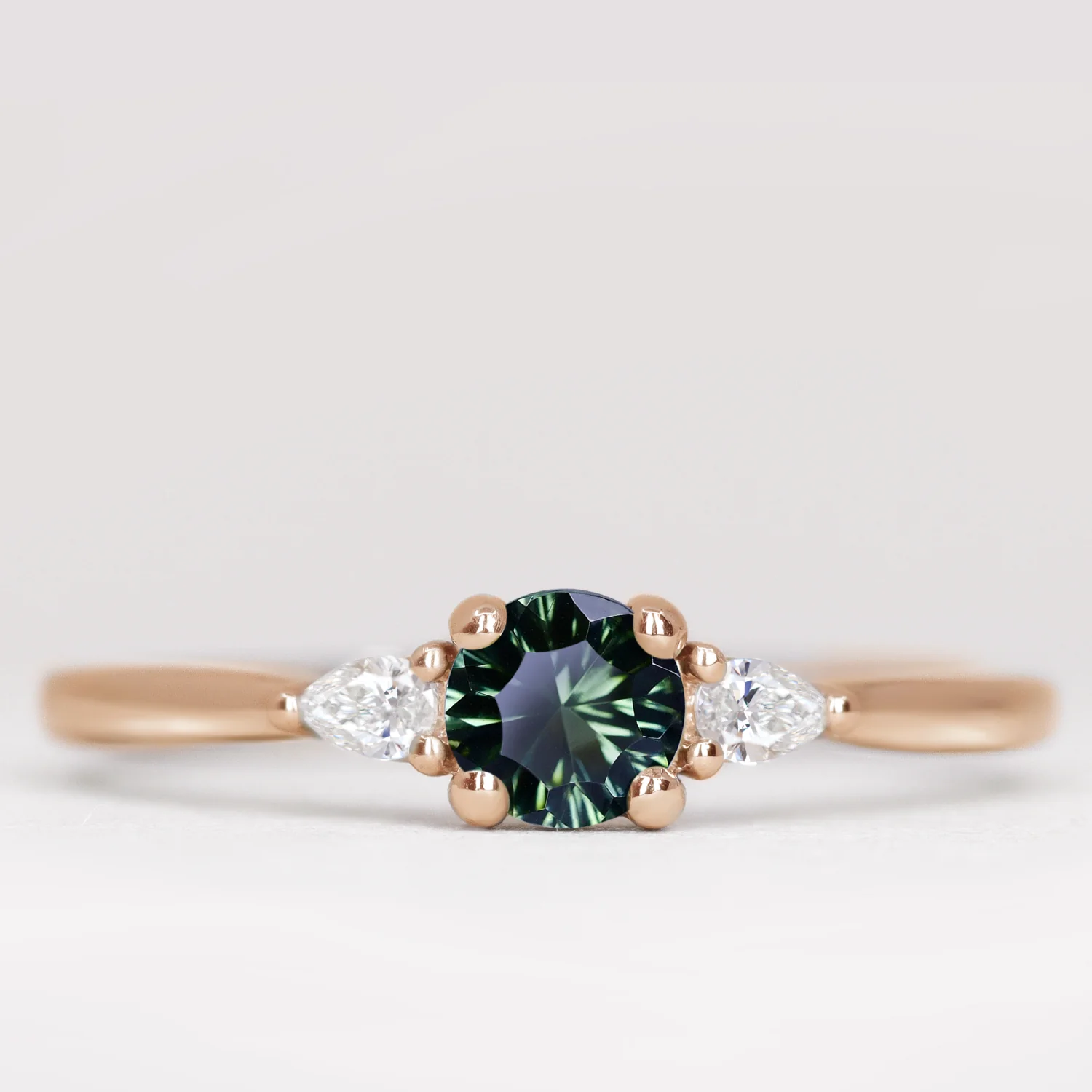 Elspeth - Round Cut Coloured Gemstone Trilogy Made-to-Order Engagement Ring - Image 13
