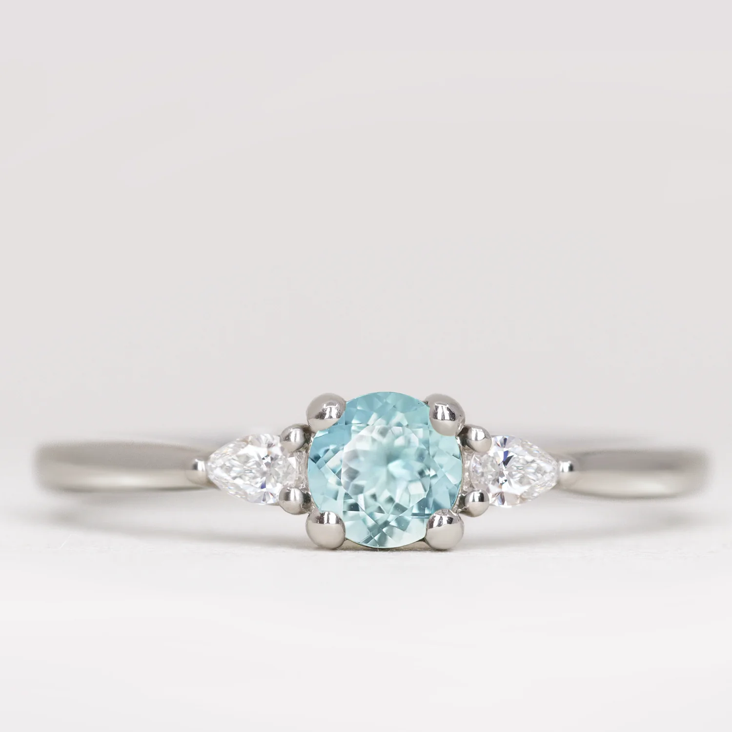 Elspeth - Round Cut Coloured Gemstone Trilogy Made-to-Order Engagement Ring - Image 4