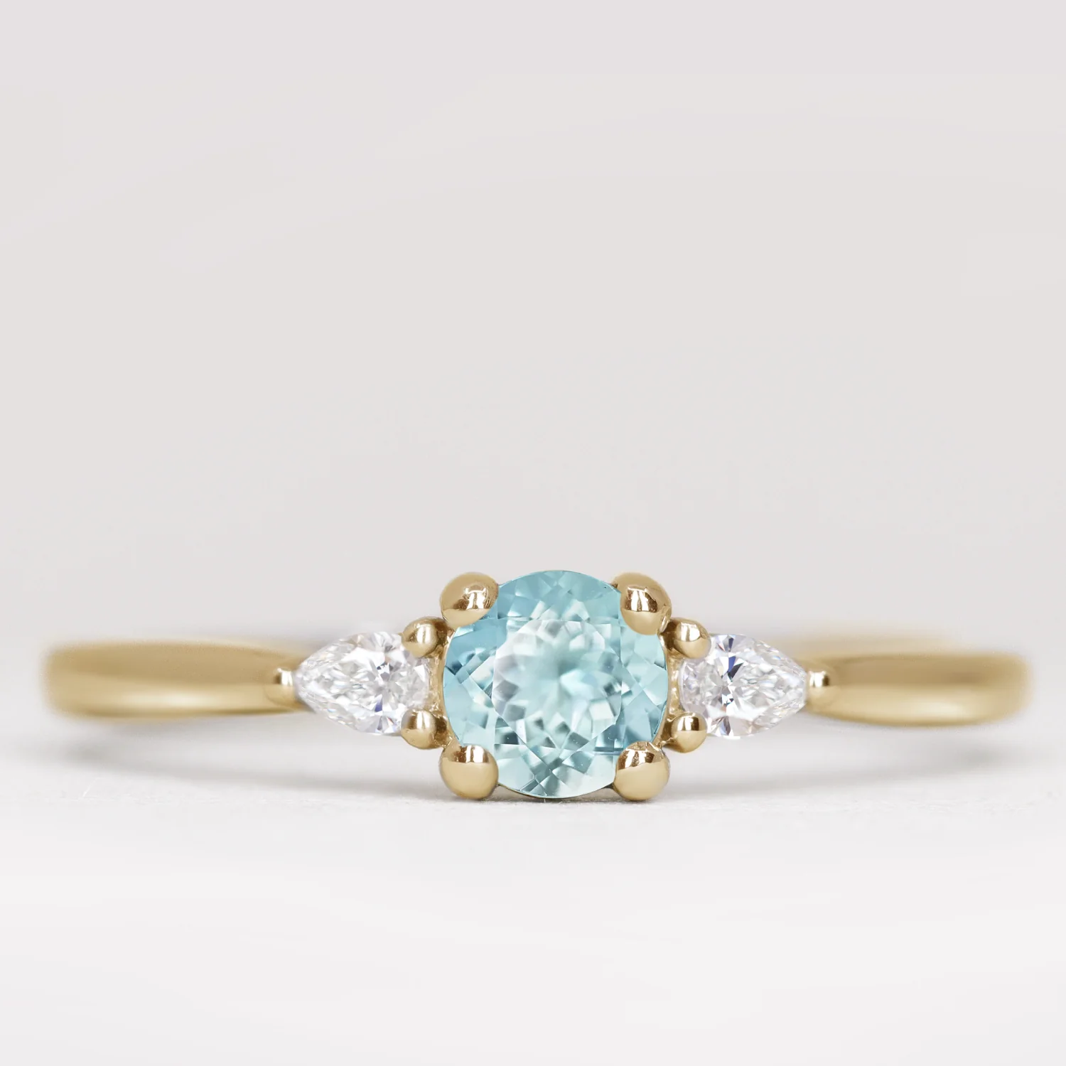 Elspeth - Round Cut Coloured Gemstone Trilogy Made-to-Order Engagement Ring - Image 5