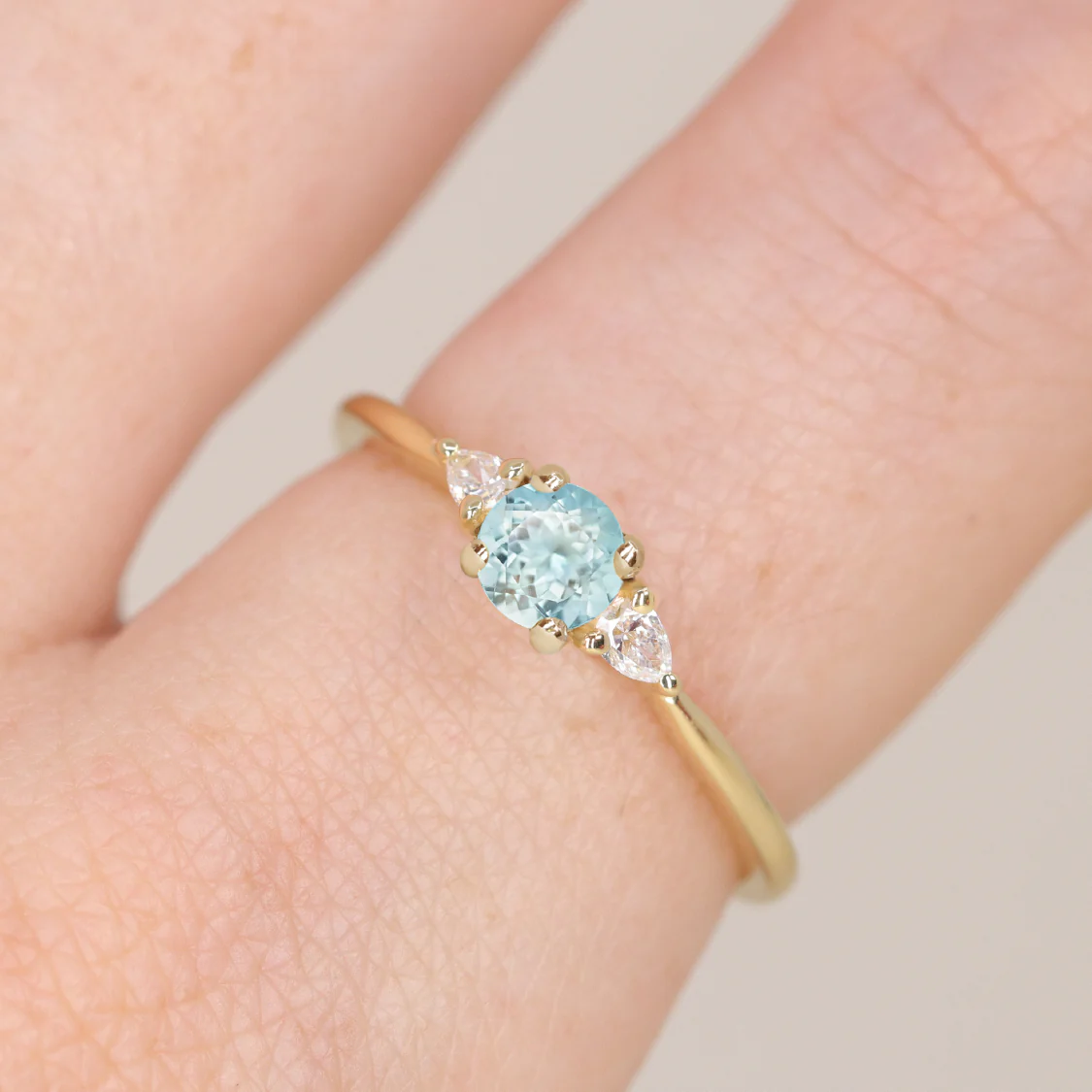 Elspeth - Round Cut Coloured Gemstone Trilogy Made-to-Order Engagement Ring - Image 7