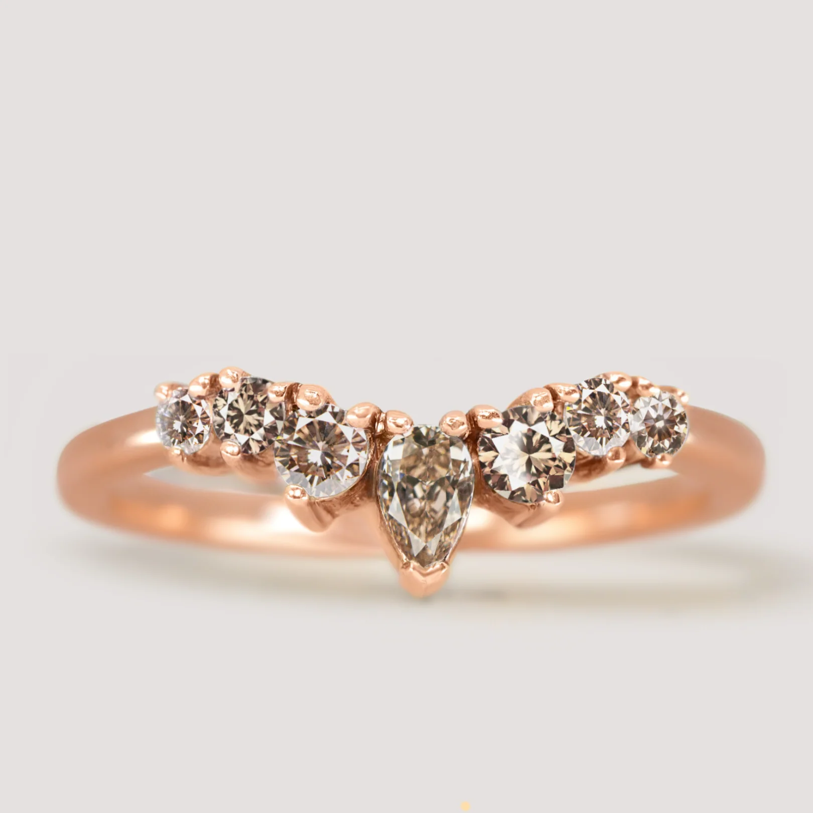 Emma - Champagne Diamond Tiara Wedding Ring - Made-To-Order - Image 3