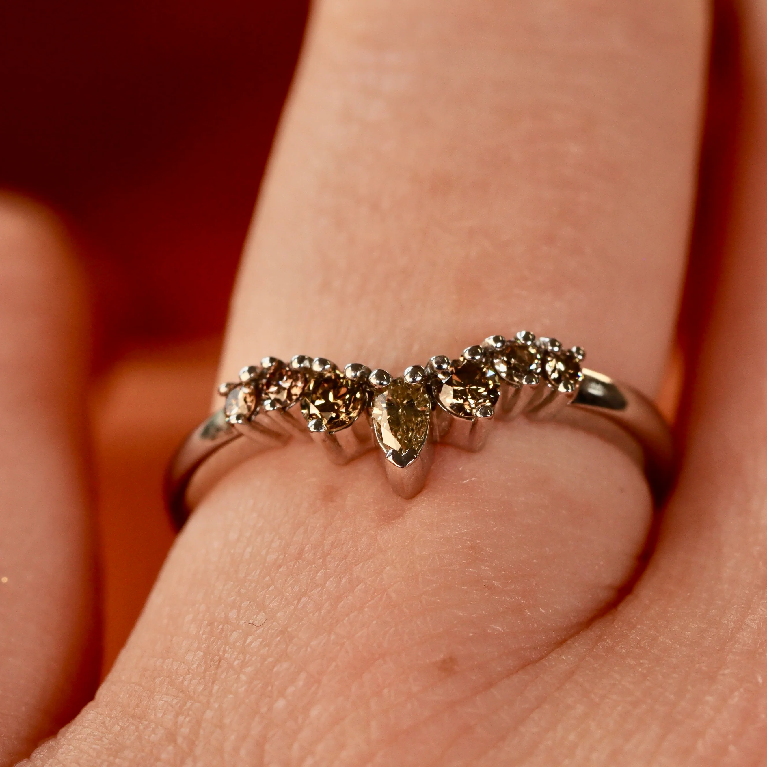 Emma - Champagne Diamond Tiara Wedding Ring - Made-To-Order - Image 5