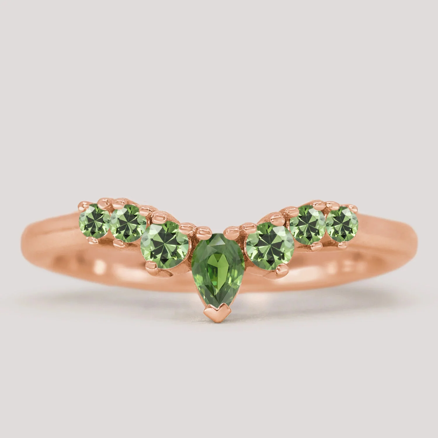 Emma - Green Sapphire Tiara Wedding Ring - Made-To-Order - Image 3