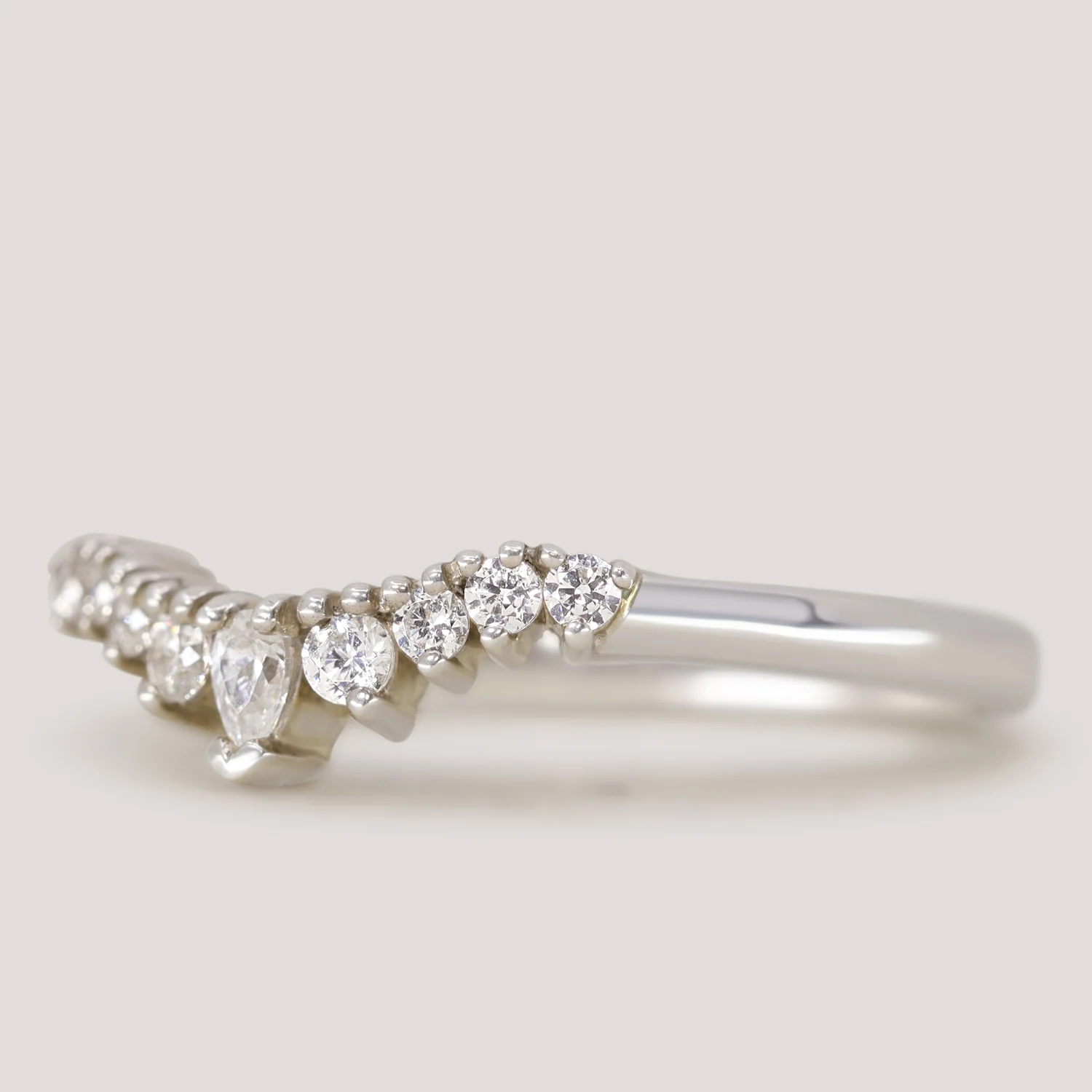 Emma - Petite Pear Diamond Tiara Wedding Ring - Made-to-Order - Image 3