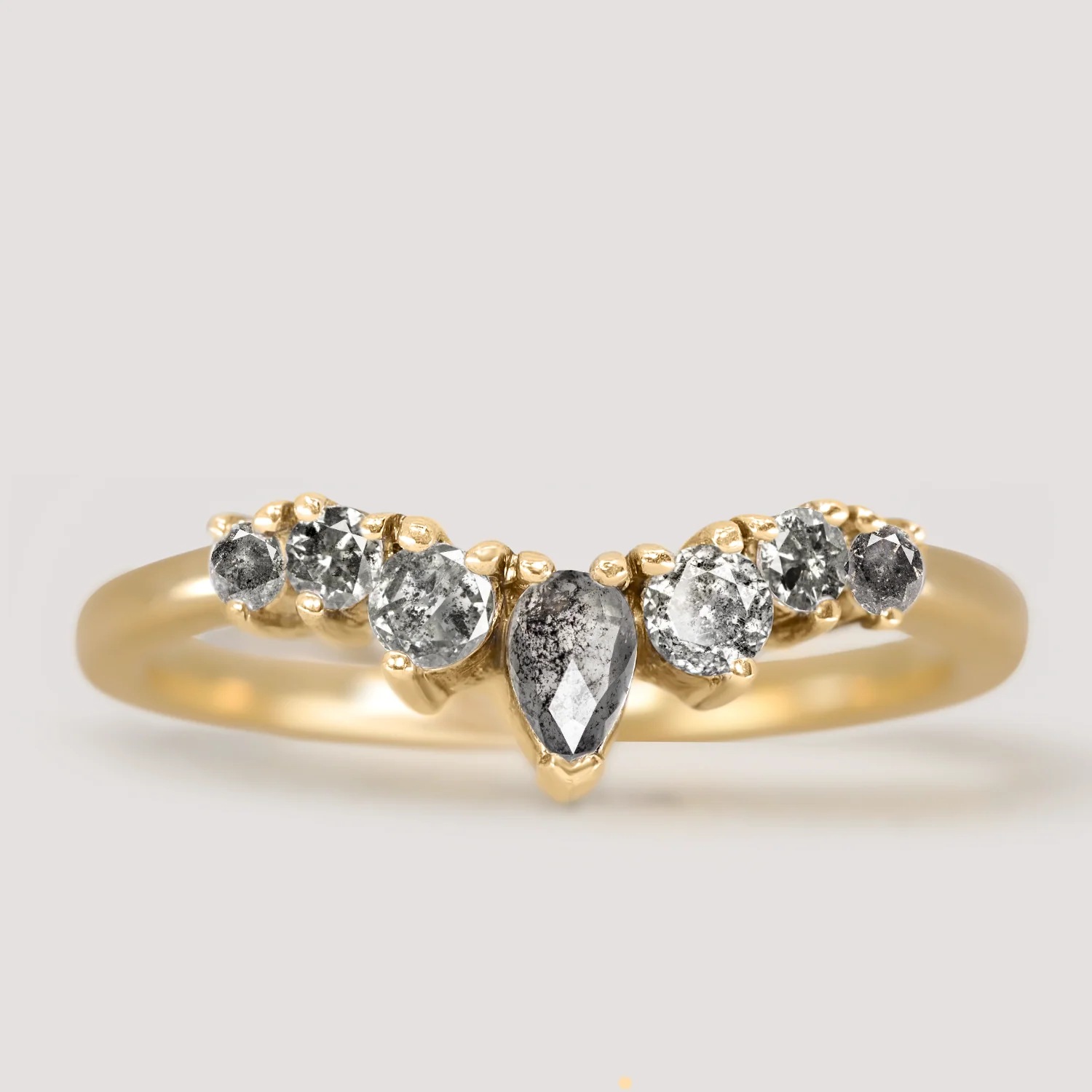 Emma - Salt and Pepper Diamond Tiara Wedding Ring - Made-To-Order - Image 3