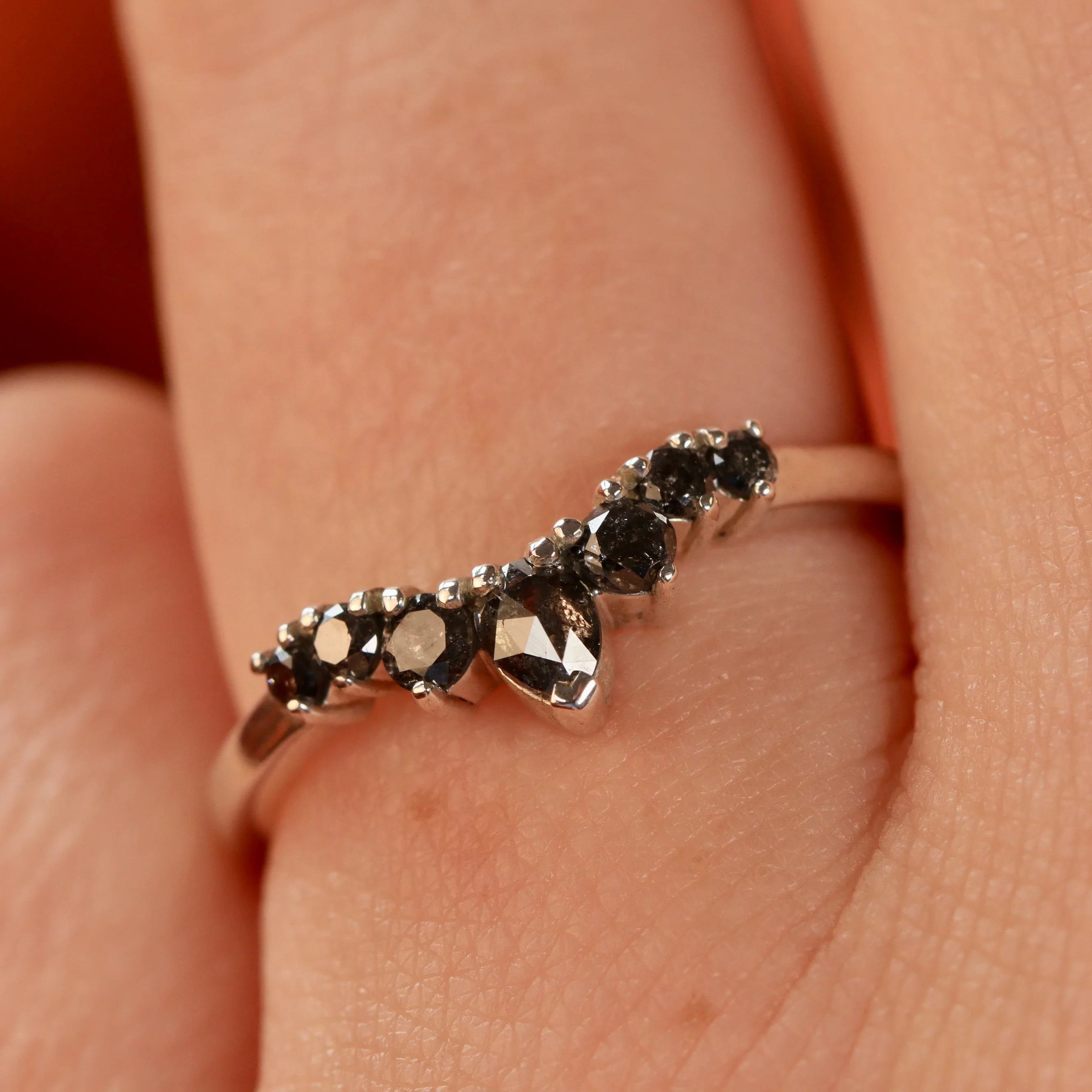 Emma - Salt and Pepper Diamond Tiara Wedding Ring - Made-To-Order - Image 6