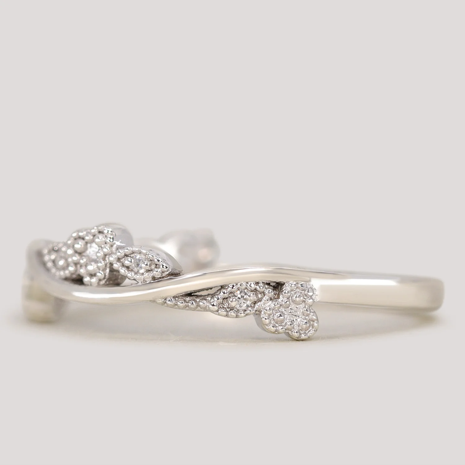 Evie - Floral Diamond Set Wedding Ring - Made-To-Order - Image 3