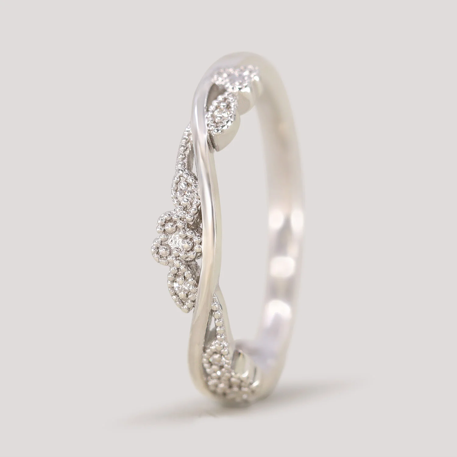 Evie - Floral Diamond Set Wedding Ring - Made-To-Order - Image 5