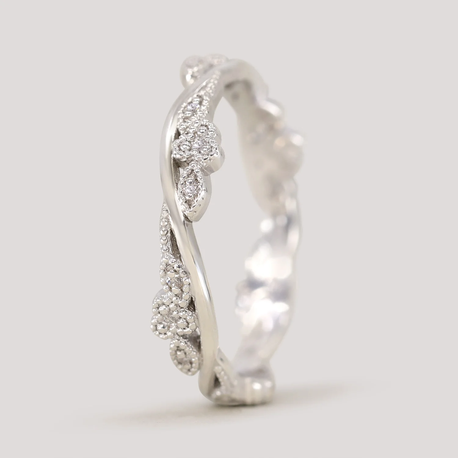 Evie - Floral Diamond Set Wedding Ring - Made-To-Order - Image 9