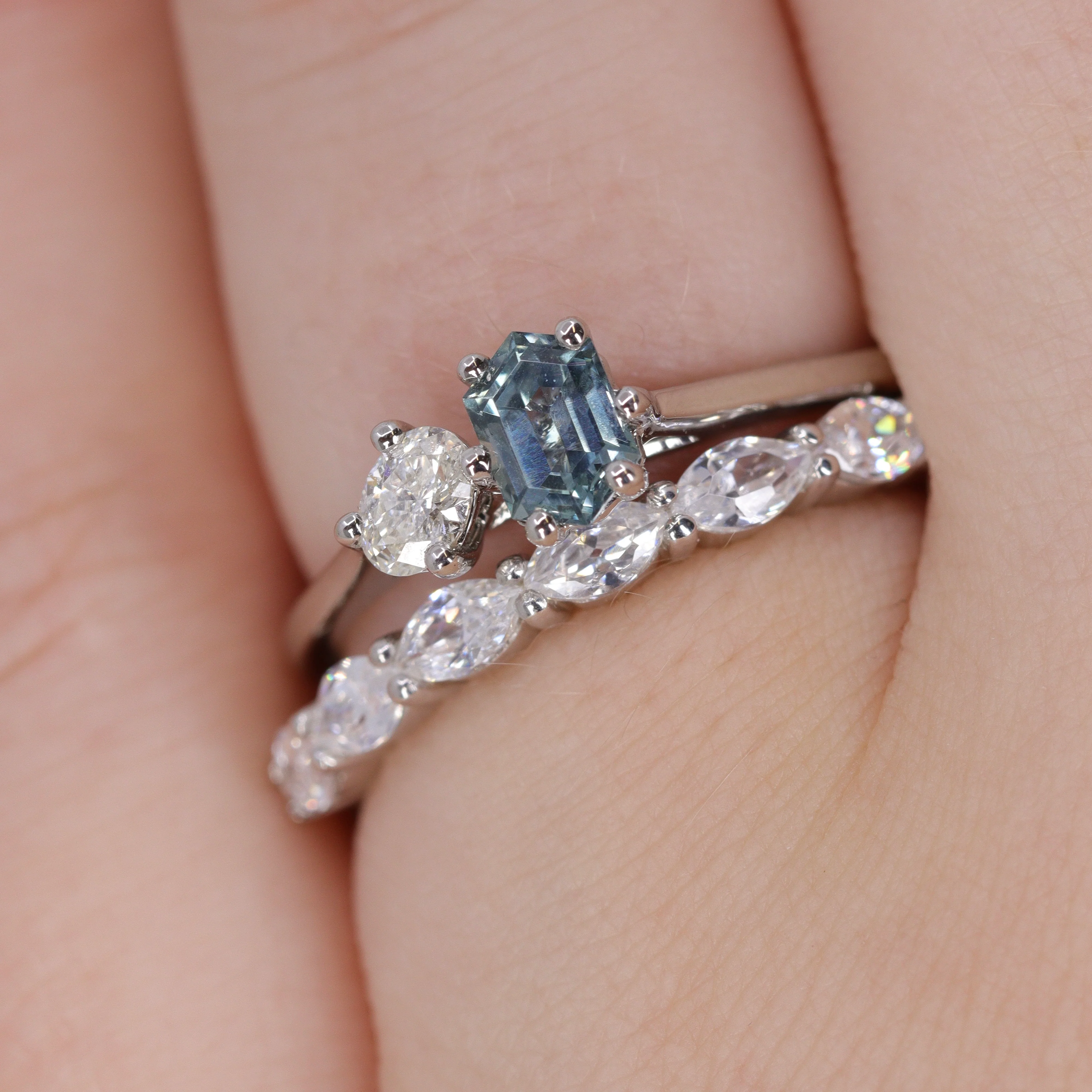 Faye - Marquise Lab Grown Diamond Set Half Eternity Wedding Ring - Made-to-Order - Image 4