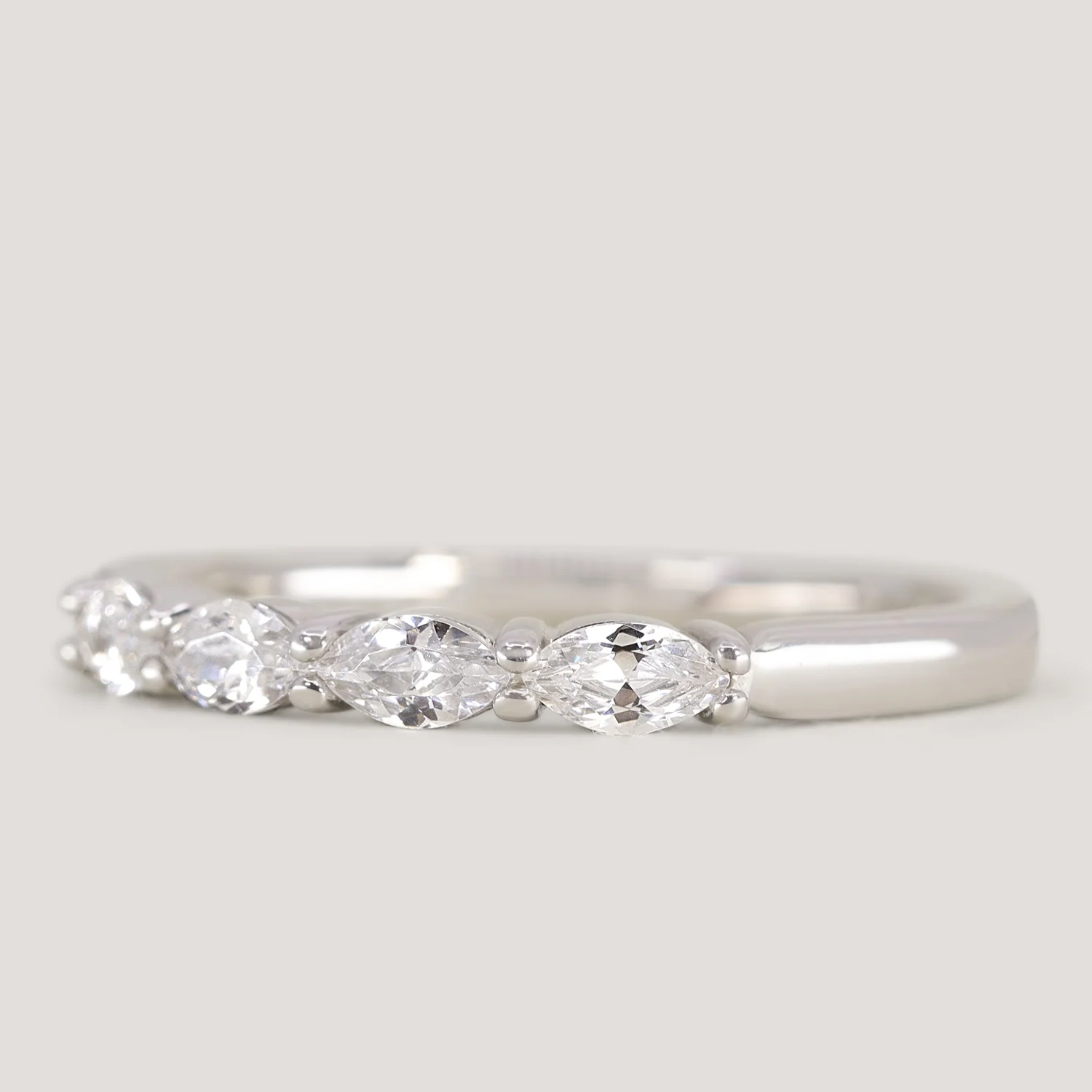 Faye - Marquise Lab Grown Diamond Set Half Eternity Wedding Ring - Made-to-Order - Image 5