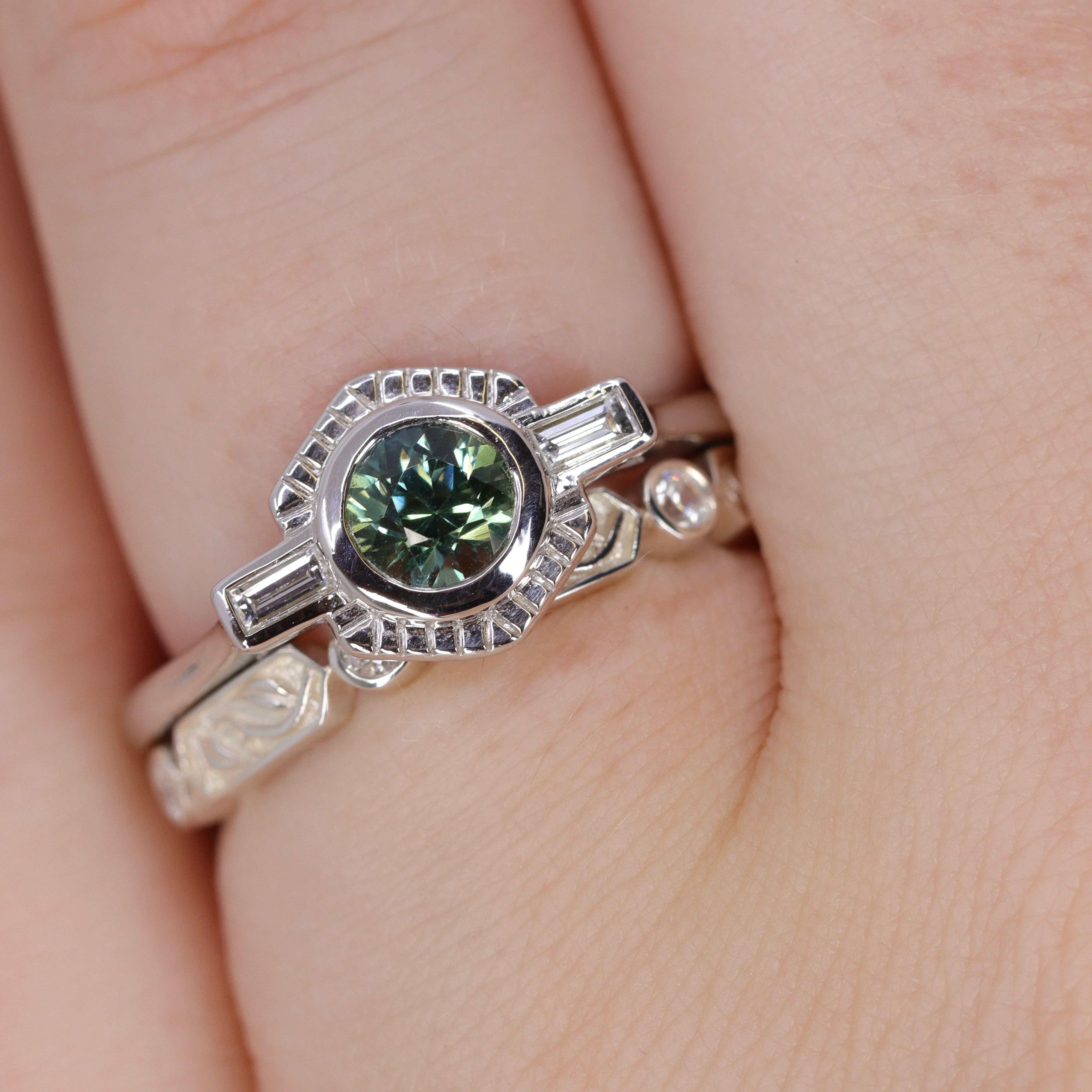 Fern - Floral Motif Diamond Set Vine/Leaf Patterned Wedding Ring - Made-to-Order - Image 10