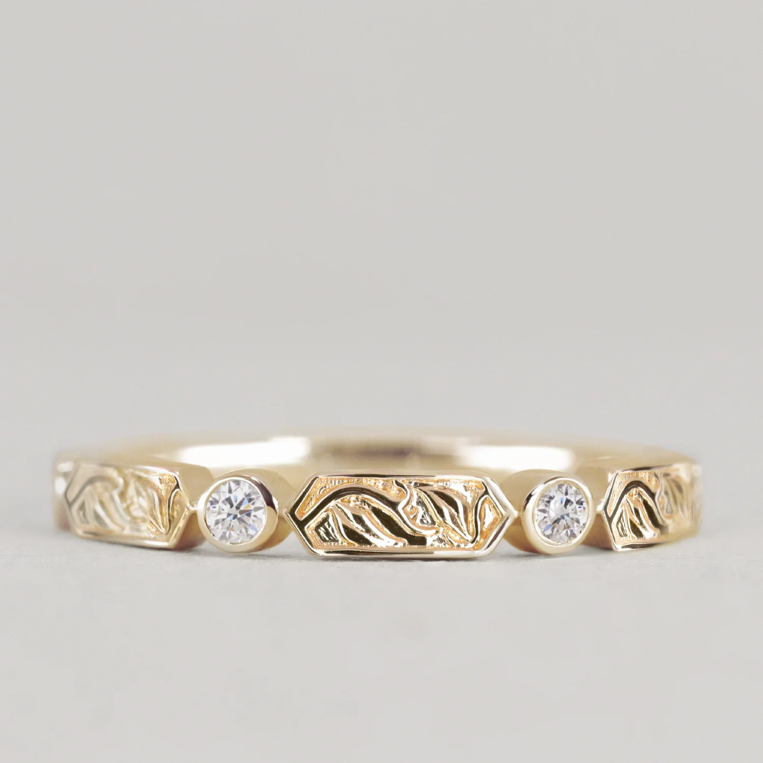 Fern - Floral Motif Diamond Set Vine/Leaf Patterned Wedding Ring - Made-to-Order - Image 8
