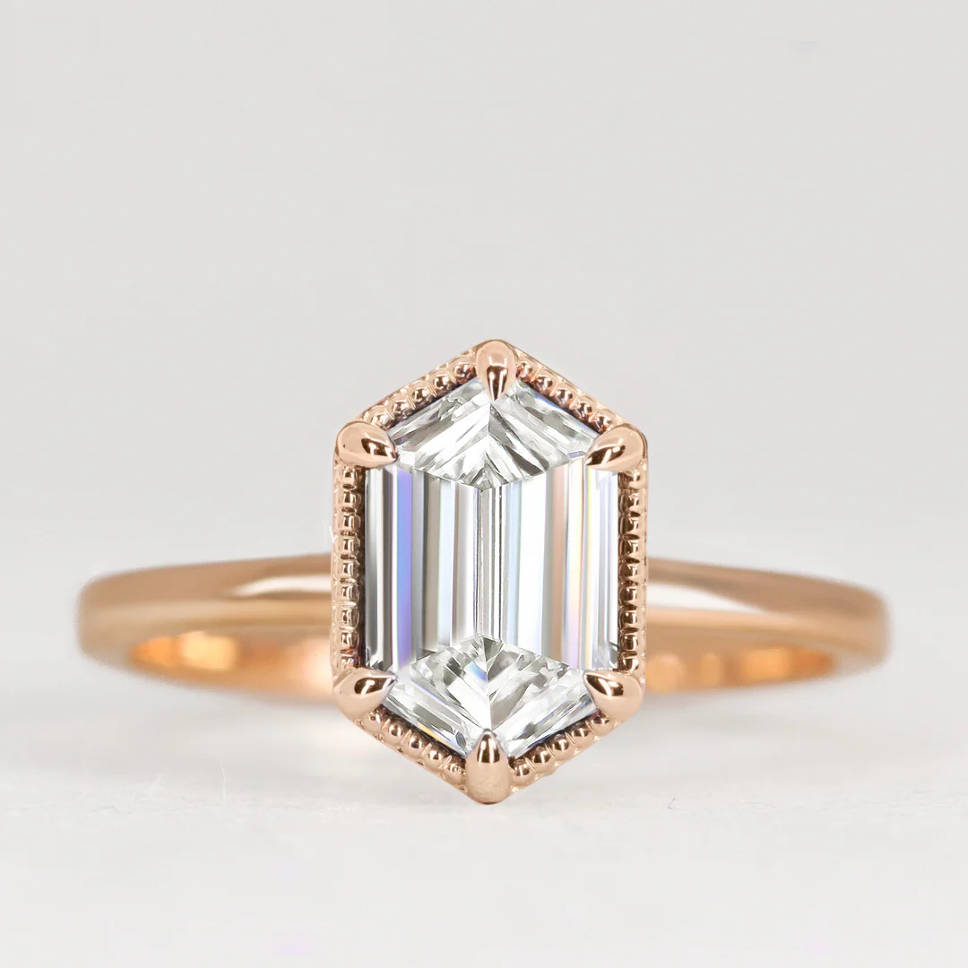 Georgia - Hexagon Lab Grown Diamond Solitaire Art Deco Custom Engagement Ring - Image 3