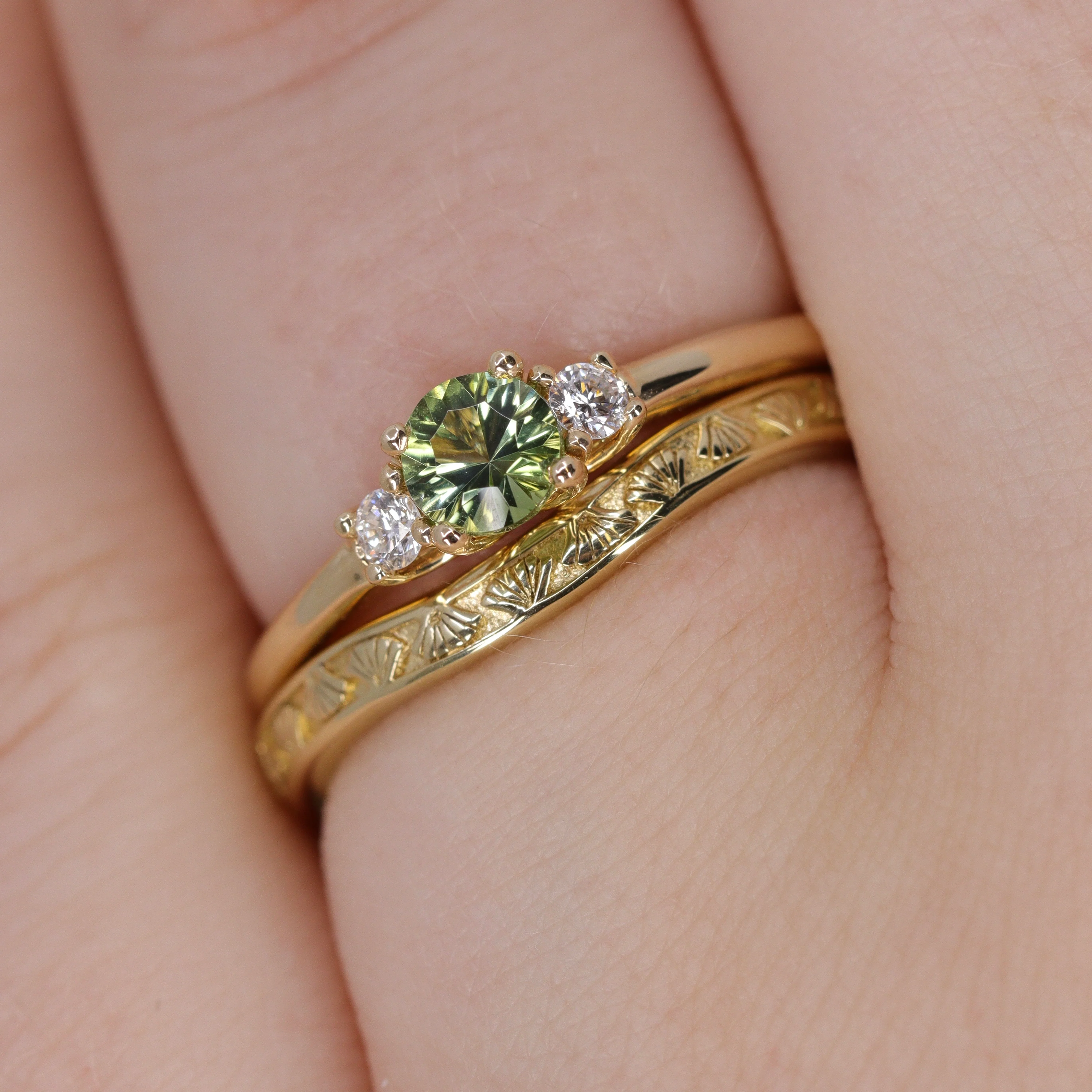 Goldie - Art Deco Fan Detail Shaped Wedding Ring - Made-to-Order - Image 5