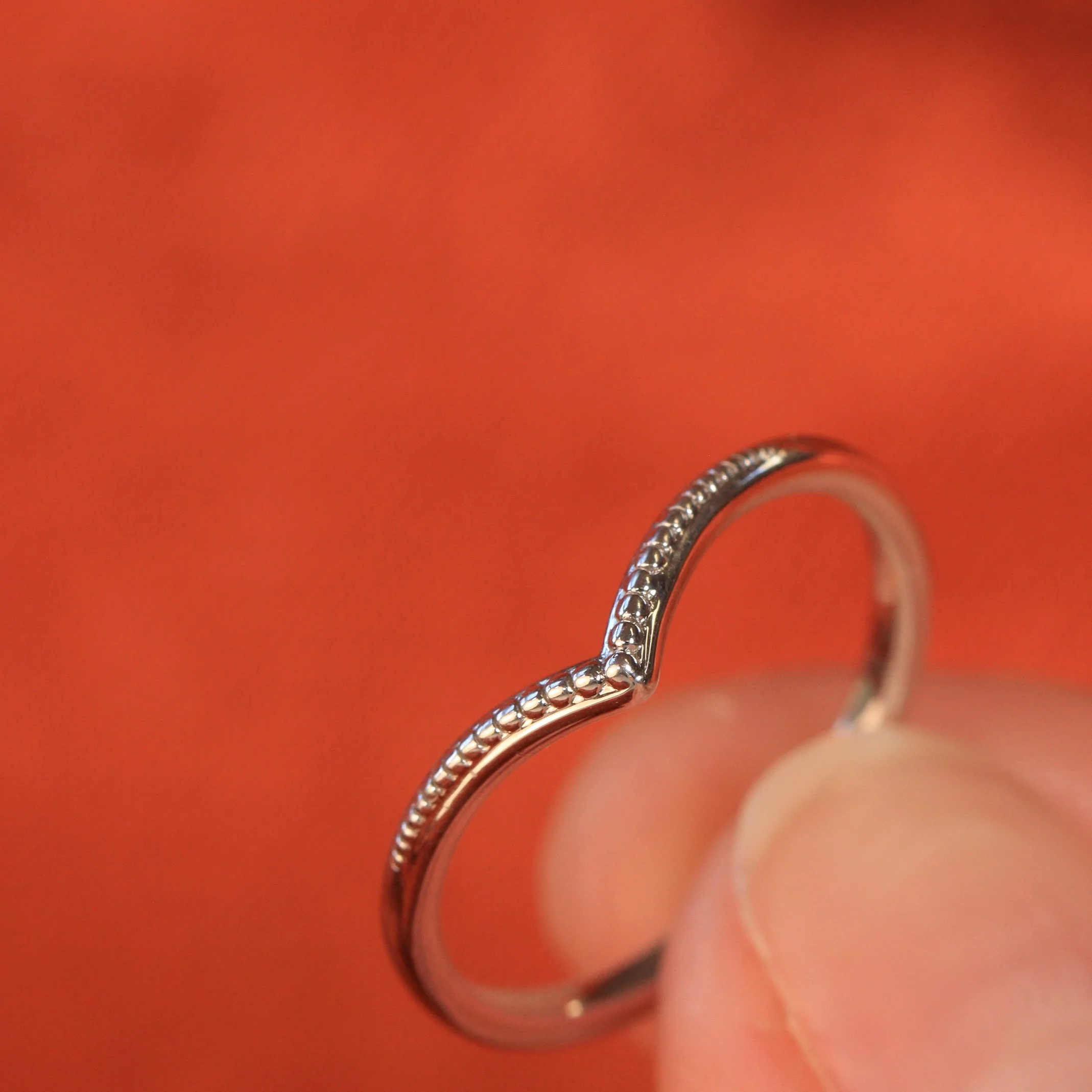 Hadley - Beaded Wishbone Wedding Ring - Made-to-Order - Image 5