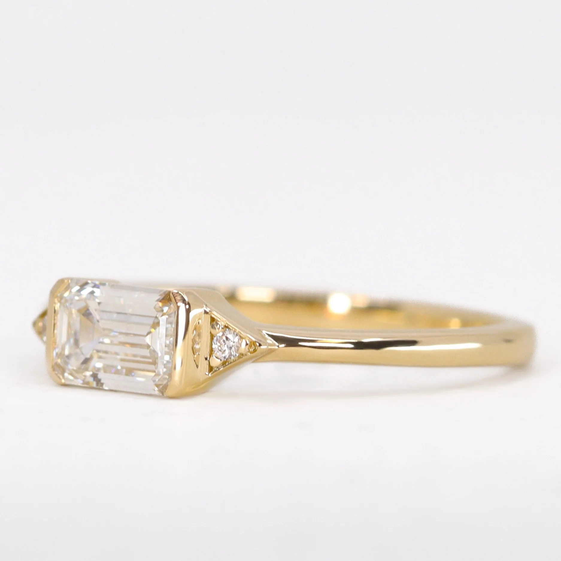 Hattie - Radiant Cut Lab Grown Diamond Art Deco Trilogy Made-to-Order Engagement Ring - Image 6